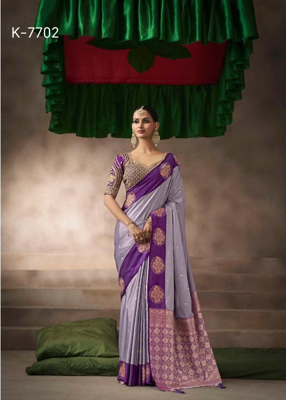 KIRA EXCLUSIVE PRESENT KALKI SATIN SAREE SERIES 7101-7110 10