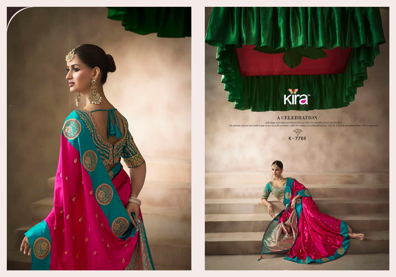 KIRA EXCLUSIVE PRESENT KALKI SATIN SAREE SERIES 7101-7110 9