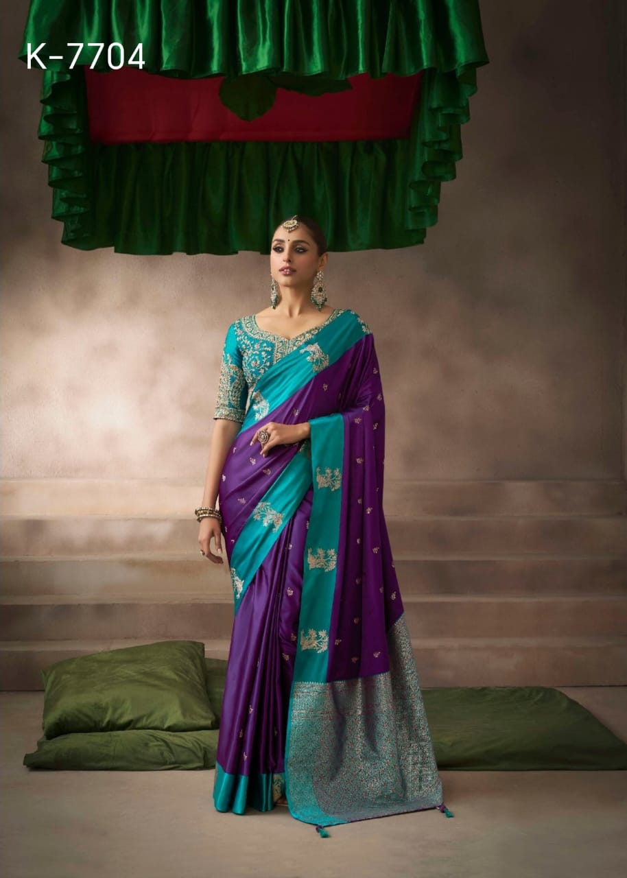 KIRA EXCLUSIVE PRESENT KALKI SATIN SAREE SERIES 7101-7110 6