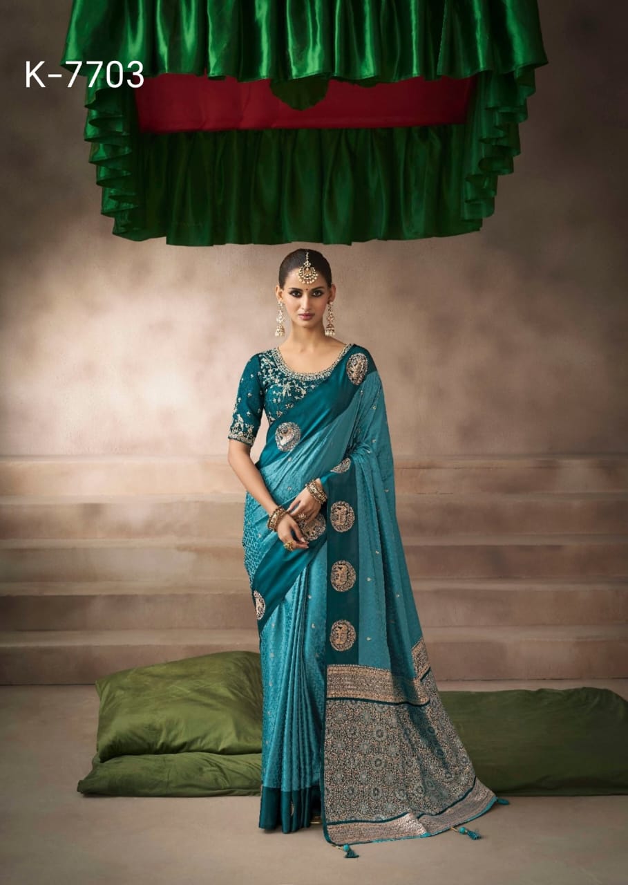 KIRA EXCLUSIVE PRESENT KALKI SATIN SAREE SERIES 7101-7110 3