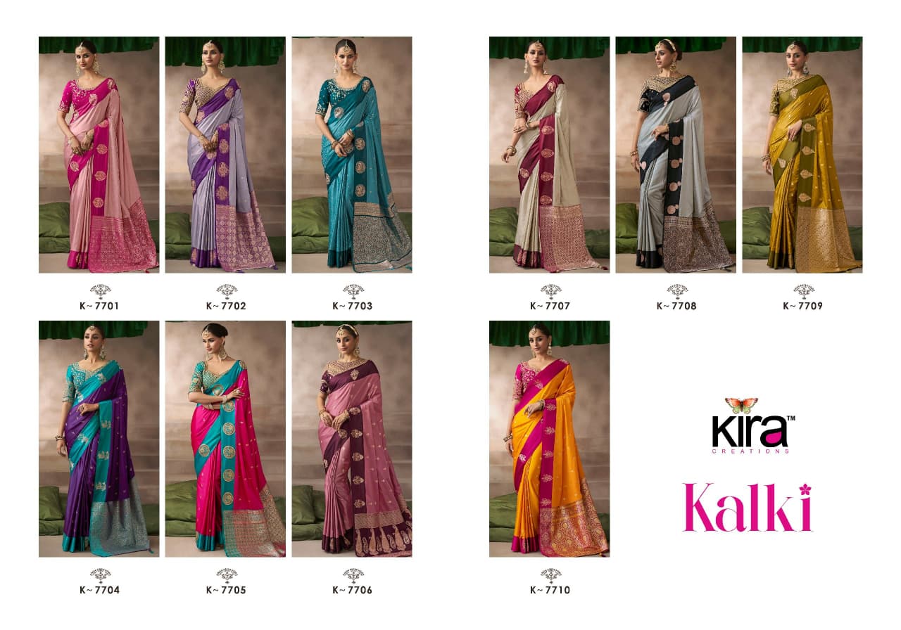 KIRA EXCLUSIVE PRESENT KALKI SATIN SAREE SERIES 7101-7110 2