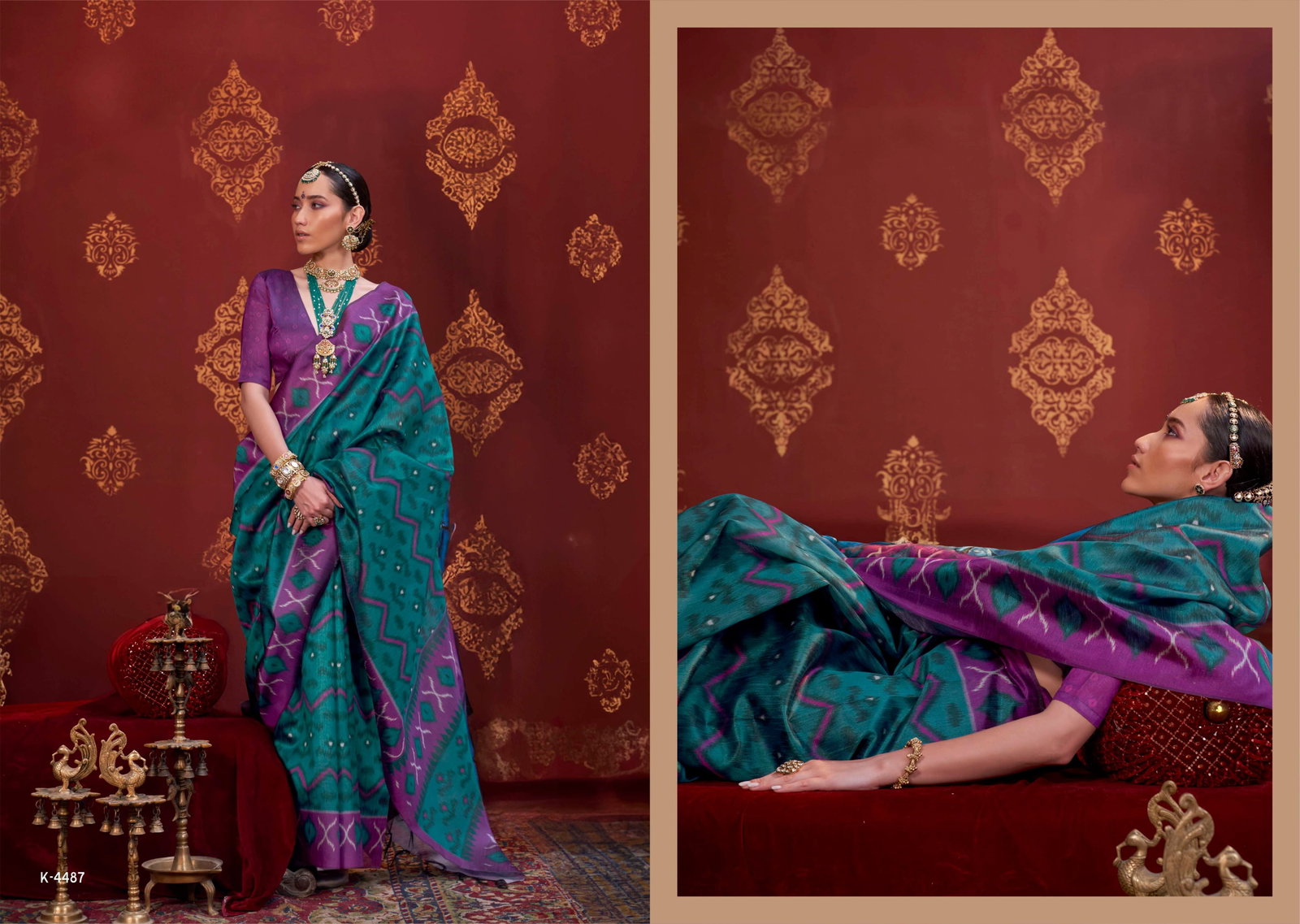 KRESHVA KAVACH SILK SAREE SERIES 4486 TO 4493 WITH IKKAT DESIGN SAREE 20