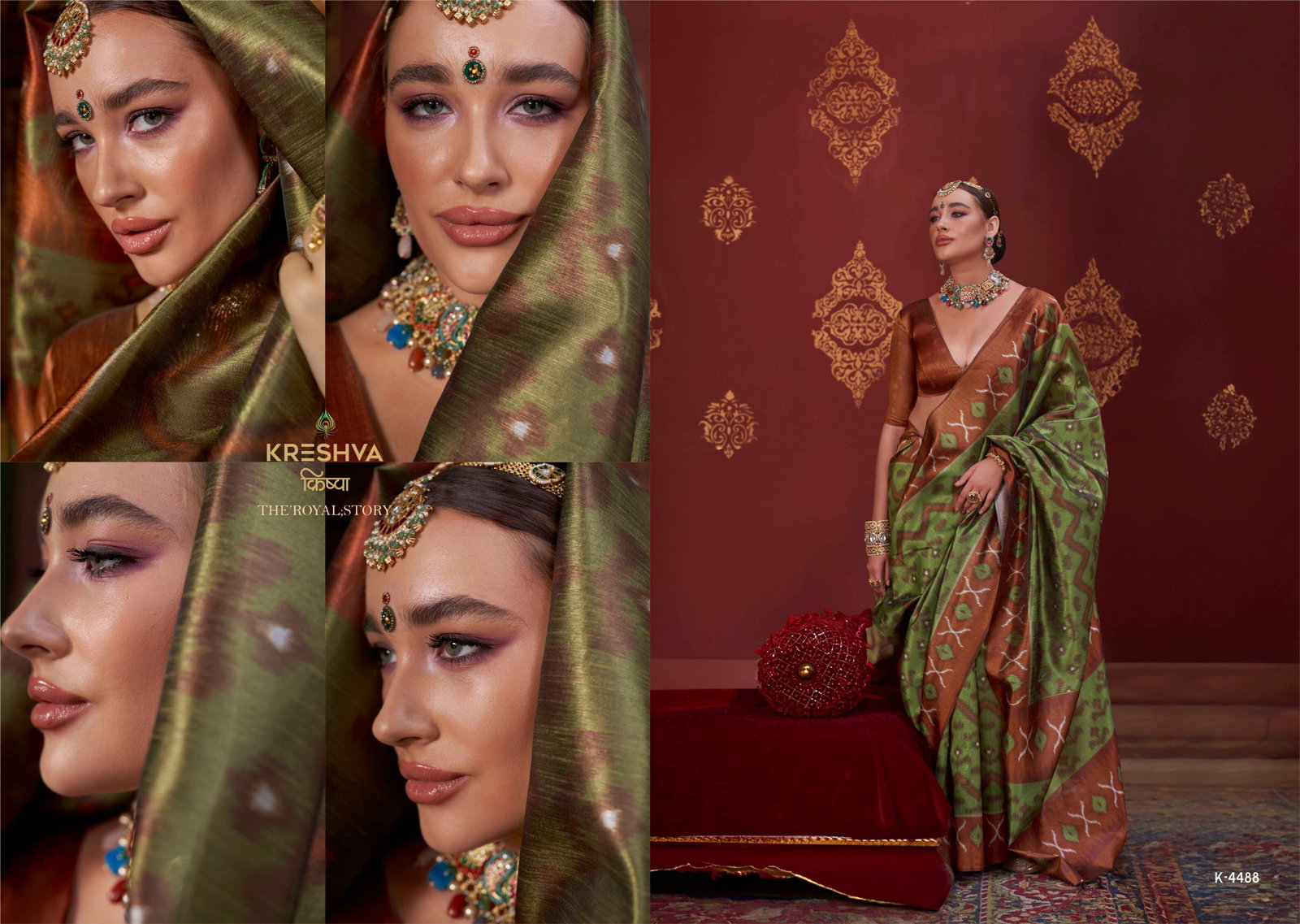 KRESHVA KAVACH SILK SAREE SERIES 4486 TO 4493 WITH IKKAT DESIGN SAREE 19