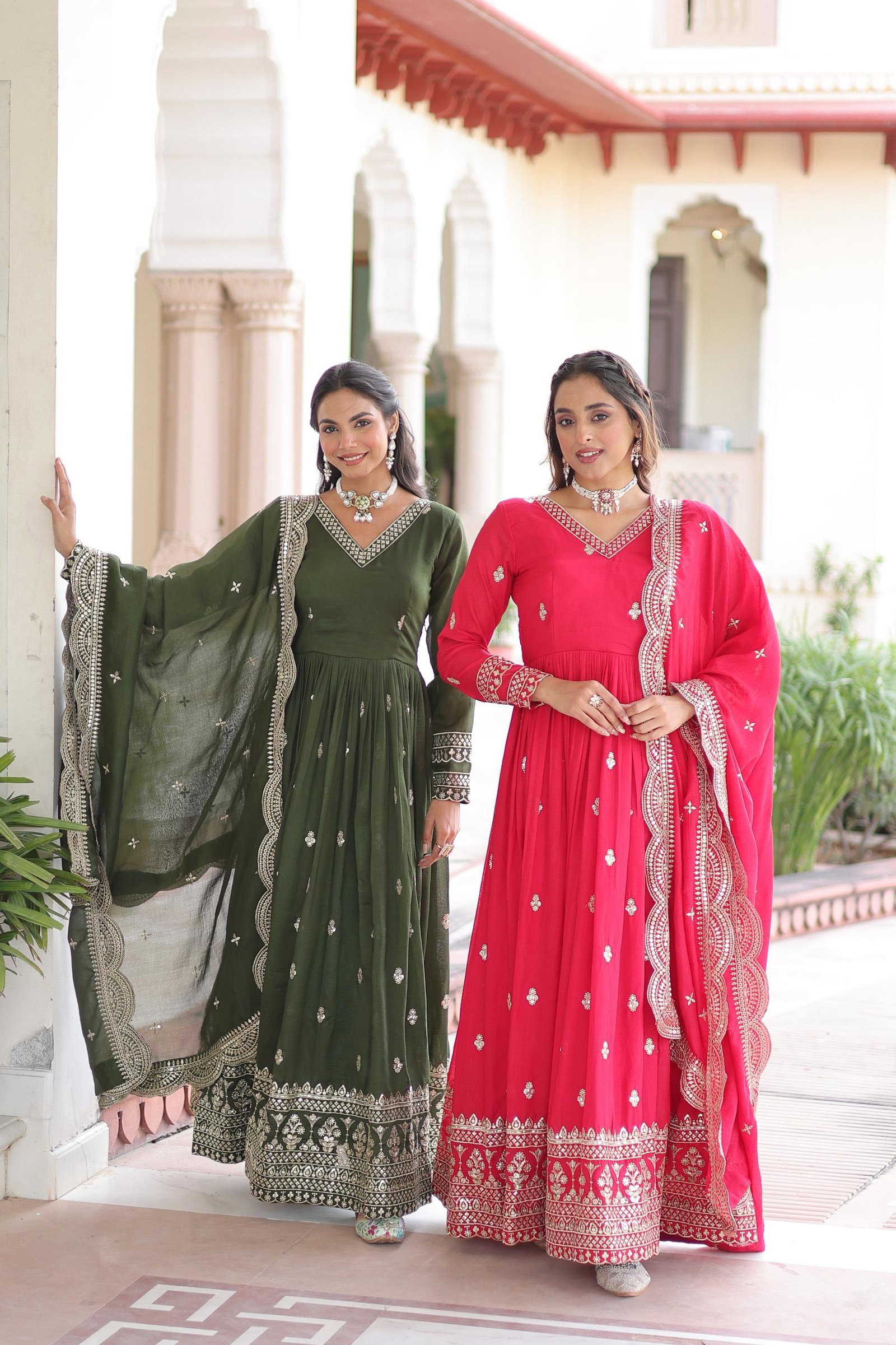 LV WEAR PREMIUM READYMADE  GOWN-DUPATTA SET 1