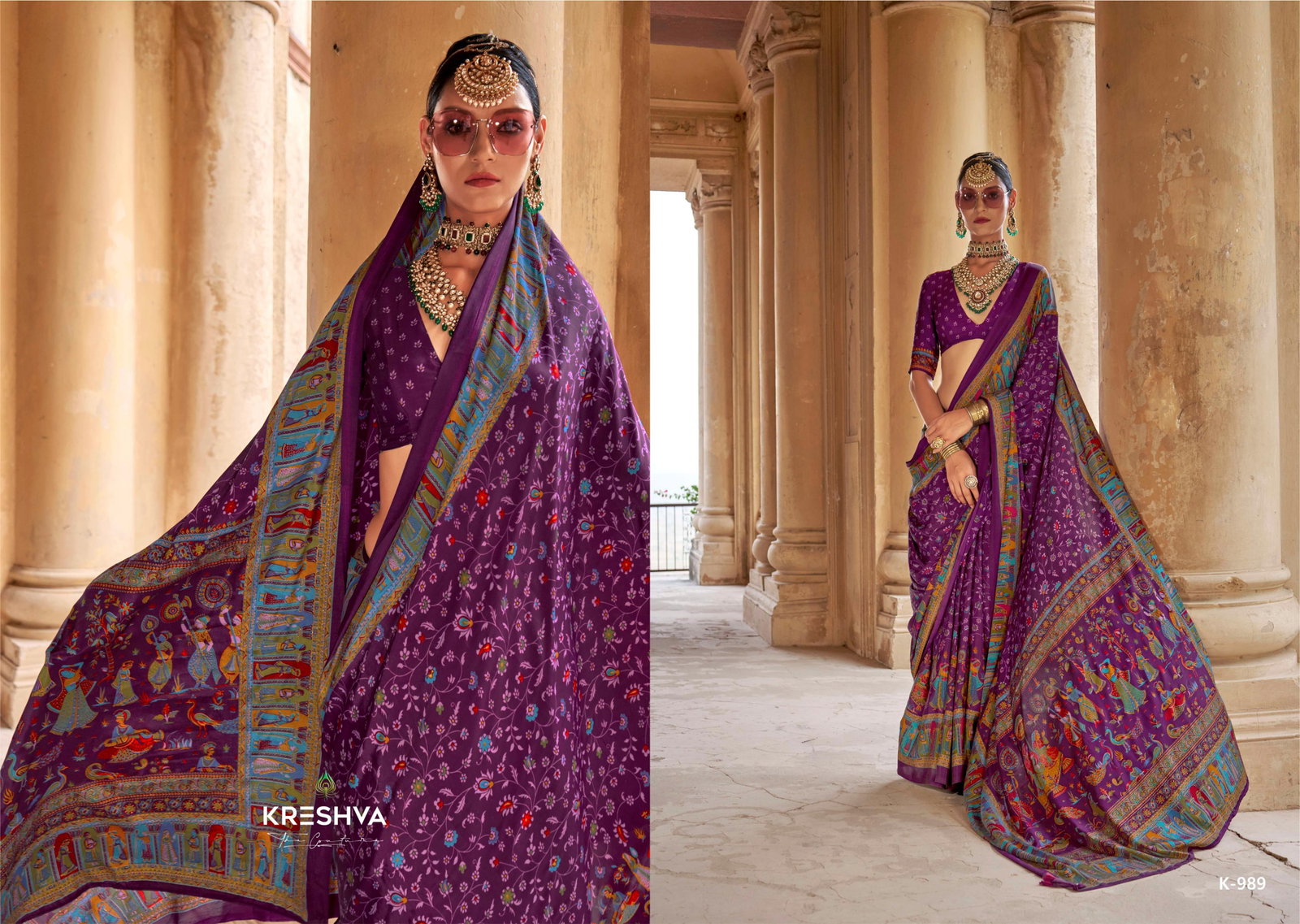 Kreshva  Present  Nakshatra printed saree series 987 TO 992 7