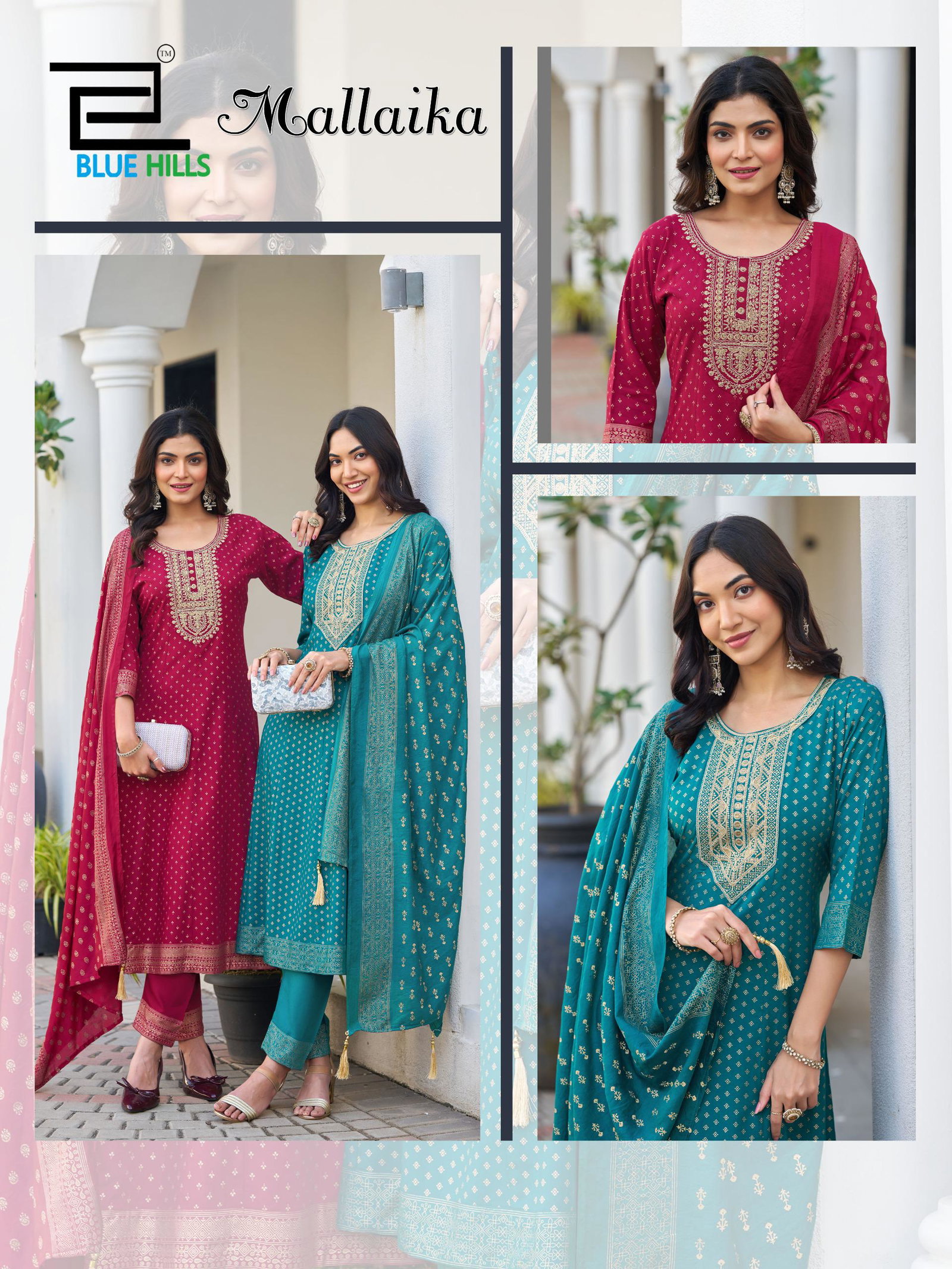 BLUE HILLS MALLAIKA REDAYMADE RAYON KURTI WITH PAINT AND DUPPTA 6