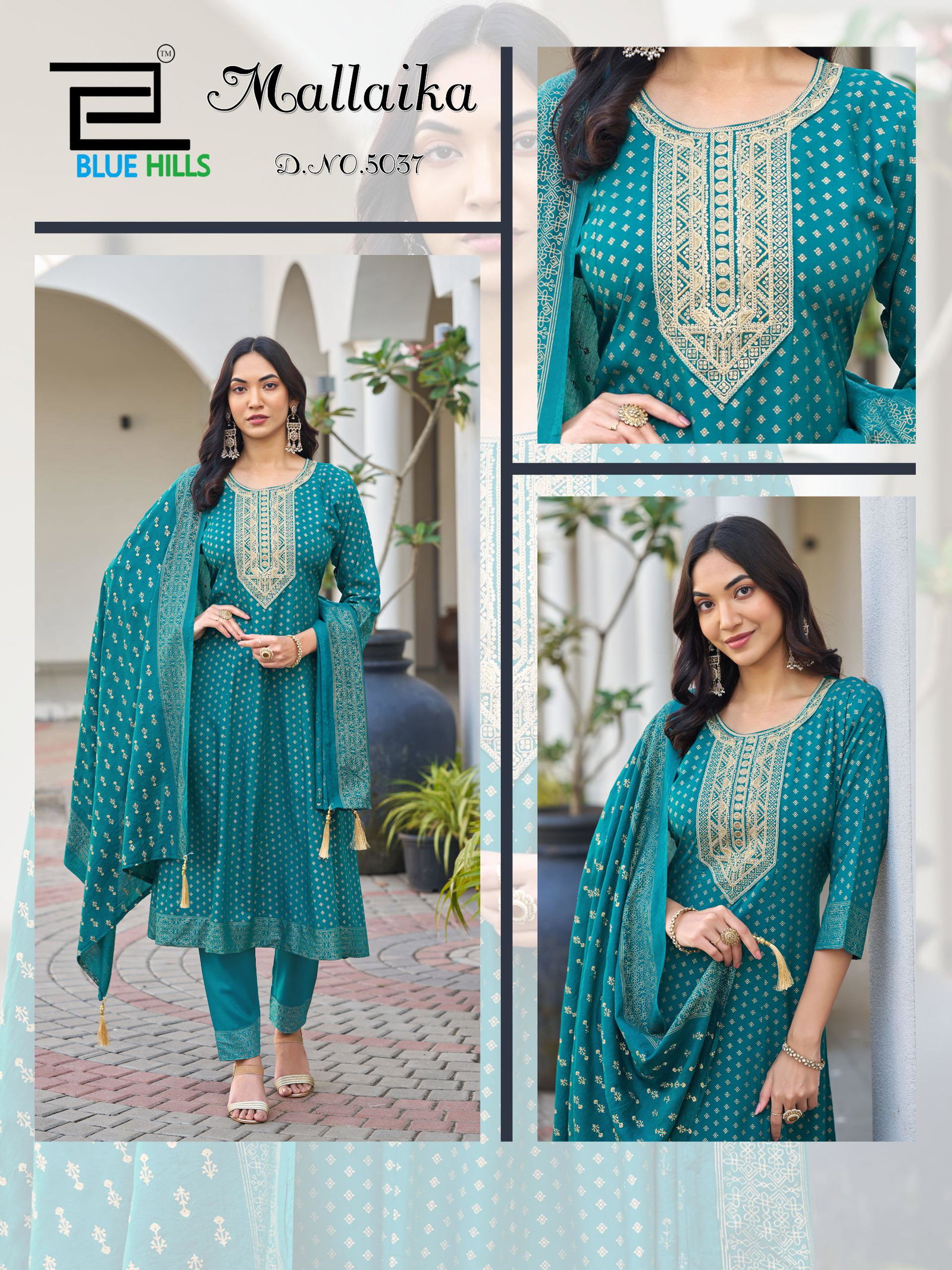 BLUE HILLS MALLAIKA REDAYMADE RAYON KURTI WITH PAINT AND DUPPTA 5