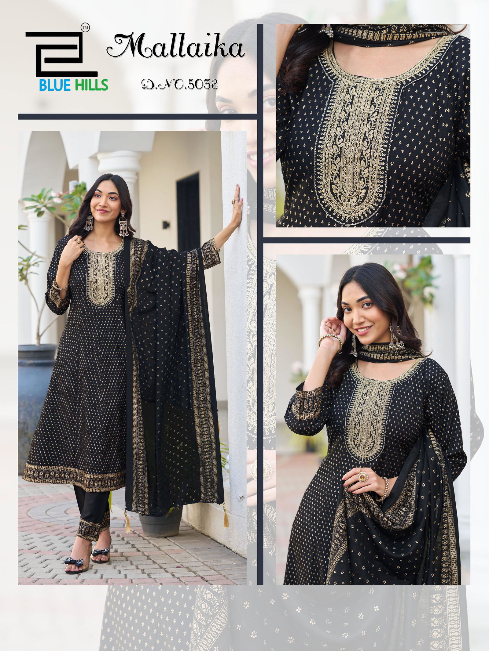 BLUE HILLS MALLAIKA REDAYMADE RAYON KURTI WITH PAINT AND DUPPTA 4