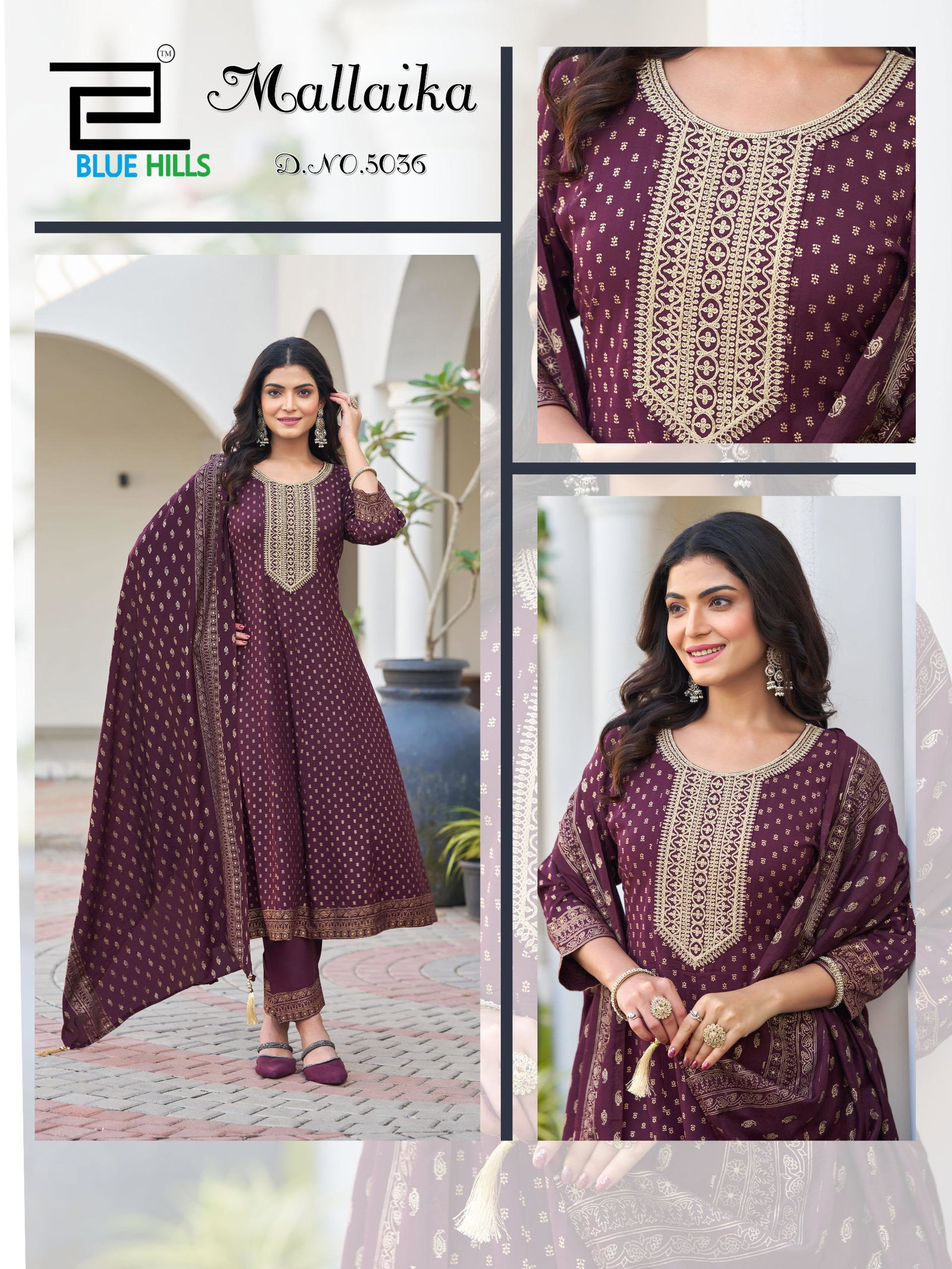 BLUE HILLS MALLAIKA REDAYMADE RAYON KURTI WITH PAINT AND DUPPTA 2