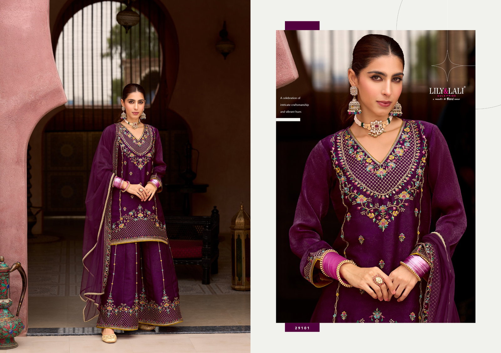 LILY & LALI PRESENT ANDORA  3 PCS KURTI SET WITH SHARA SET SERIES 29101-29104 14