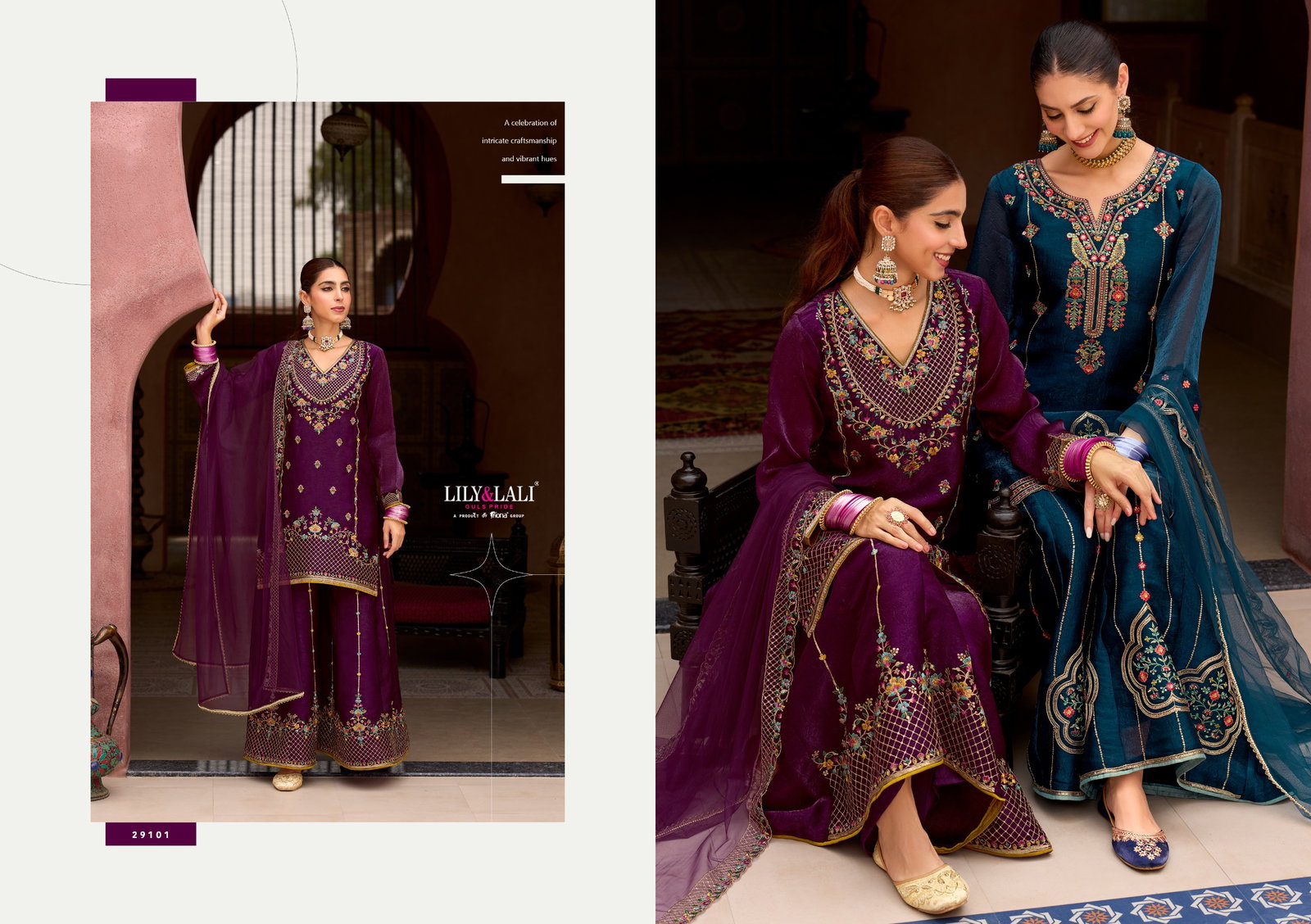 LILY & LALI PRESENT ANDORA  3 PCS KURTI SET WITH SHARA SET SERIES 29101-29104 13