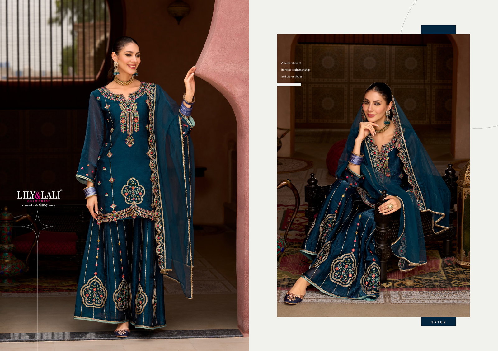 LILY & LALI PRESENT ANDORA  3 PCS KURTI SET WITH SHARA SET SERIES 29101-29104 11