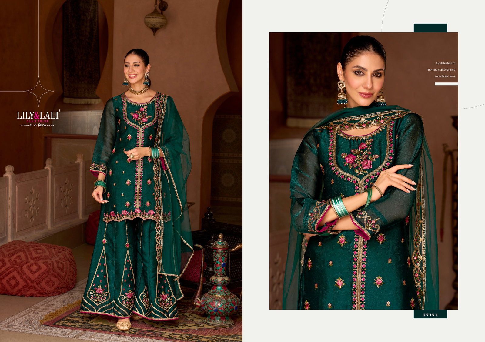 LILY & LALI PRESENT ANDORA  3 PCS KURTI SET WITH SHARA SET SERIES 29101-29104 5