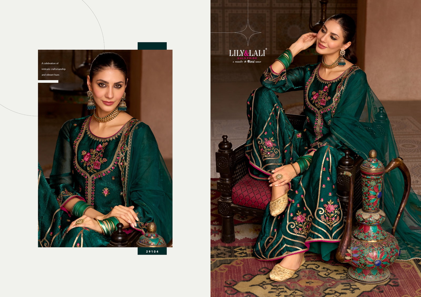 LILY & LALI PRESENT ANDORA  3 PCS KURTI SET WITH SHARA SET SERIES 29101-29104 3