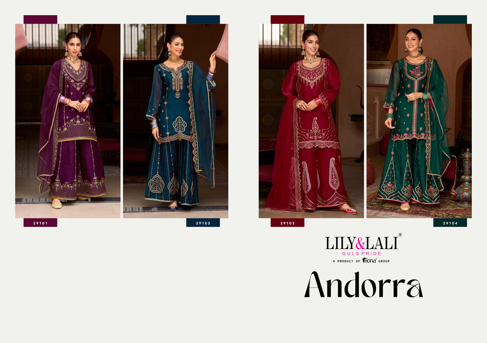 LILY & LALI PRESENT ANDORA  3 PCS KURTI SET WITH SHARA SET SERIES 29101-29104 2