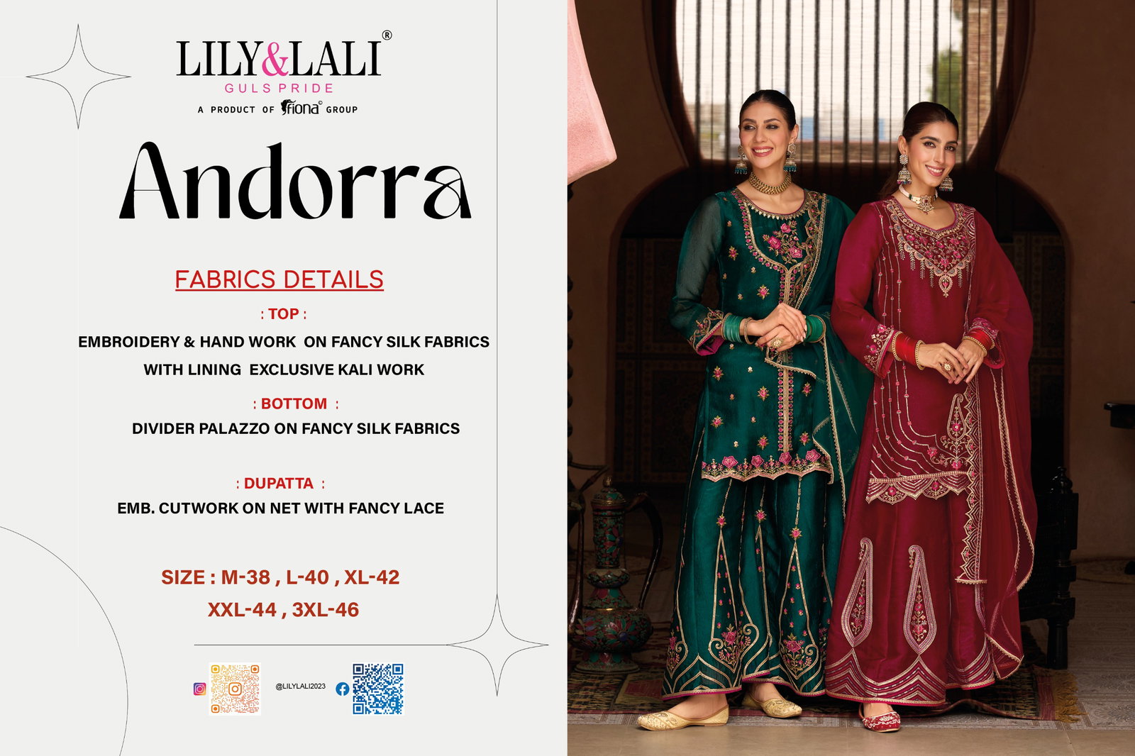 LILY & LALI PRESENT ANDORA  3 PCS KURTI SET WITH SHARA SET SERIES 29101-29104 1