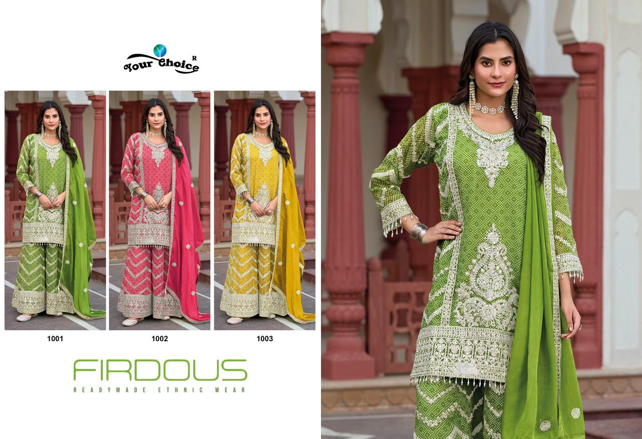 YOURCHOICE FIRDOUS READYAMDE WITH BANDHEJ CONCEPT SERIES 1001-1003 5