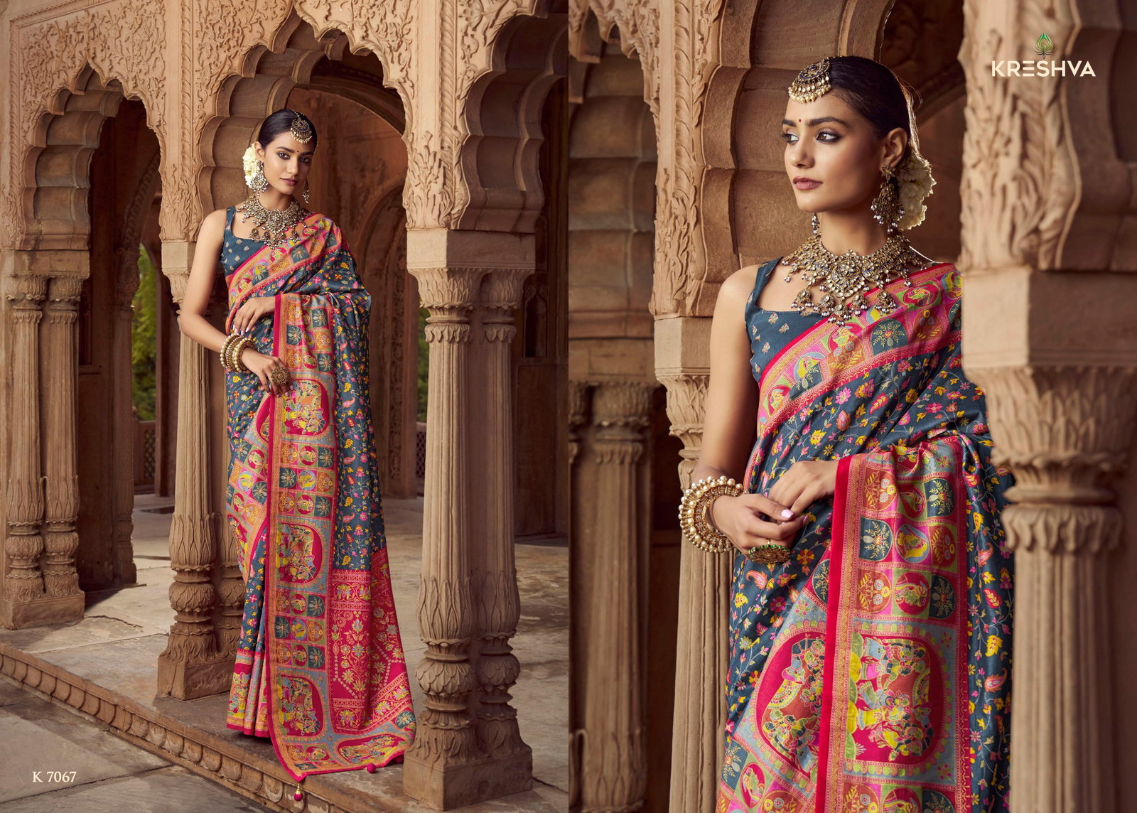 KRESHAVA PRSENT CHAKORI  SAREE  SERIES  7066 to 7074 8