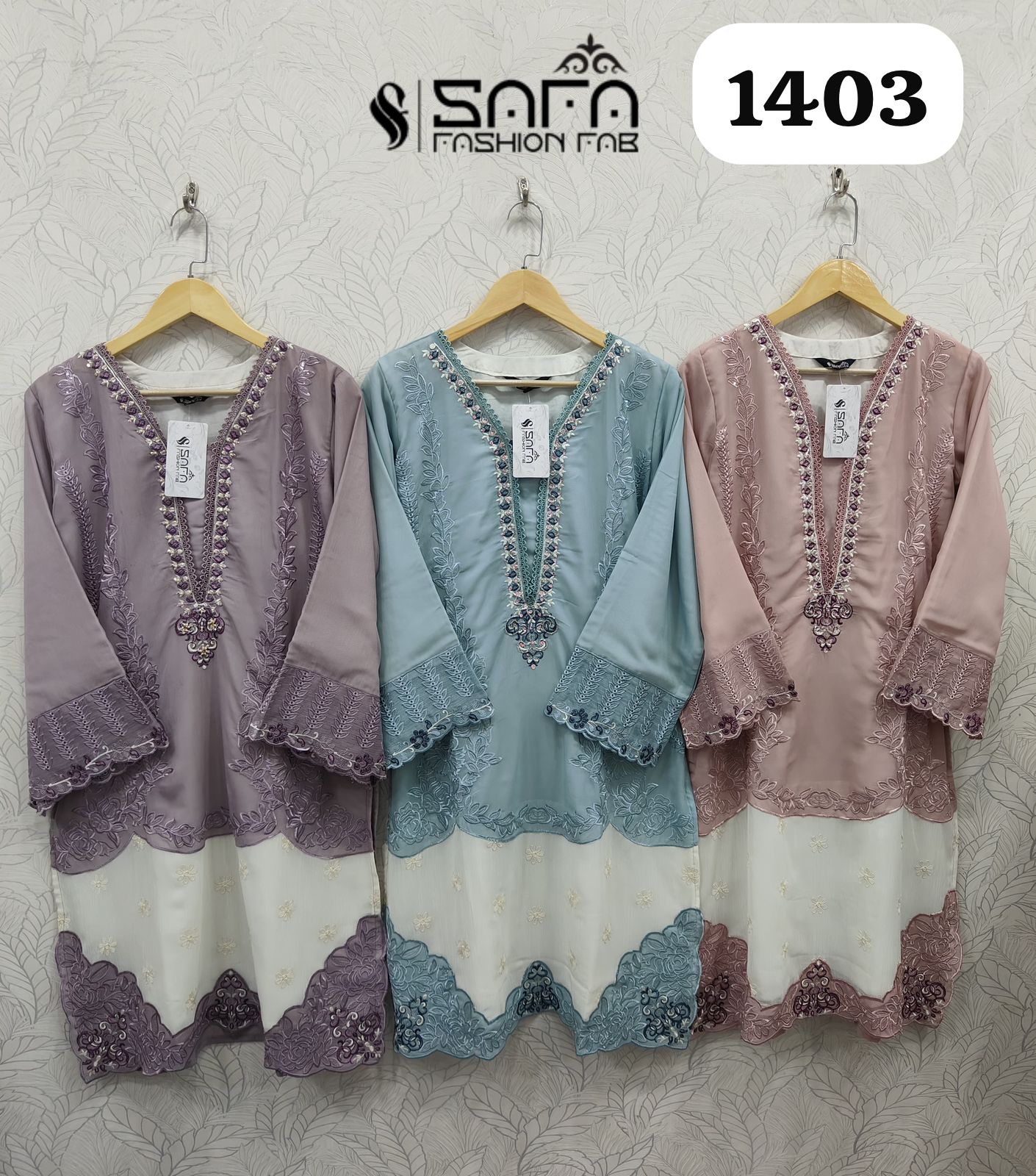 SAFA are Introducing our LUXURY PRET FORMAL WEAR  PAKISTANI READYMADE KURTI  COLLECTION To Make You Unique and Classy.. WITH CIGRATE PAINT SERIES 1403 6