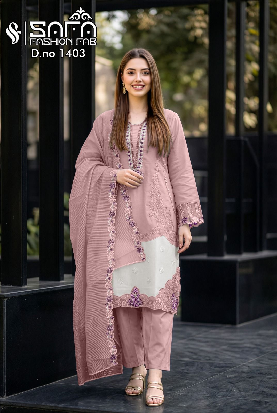 SAFA are Introducing our LUXURY PRET FORMAL WEAR  PAKISTANI READYMADE KURTI  COLLECTION To Make You Unique and Classy.. WITH CIGRATE PAINT SERIES 1403 5