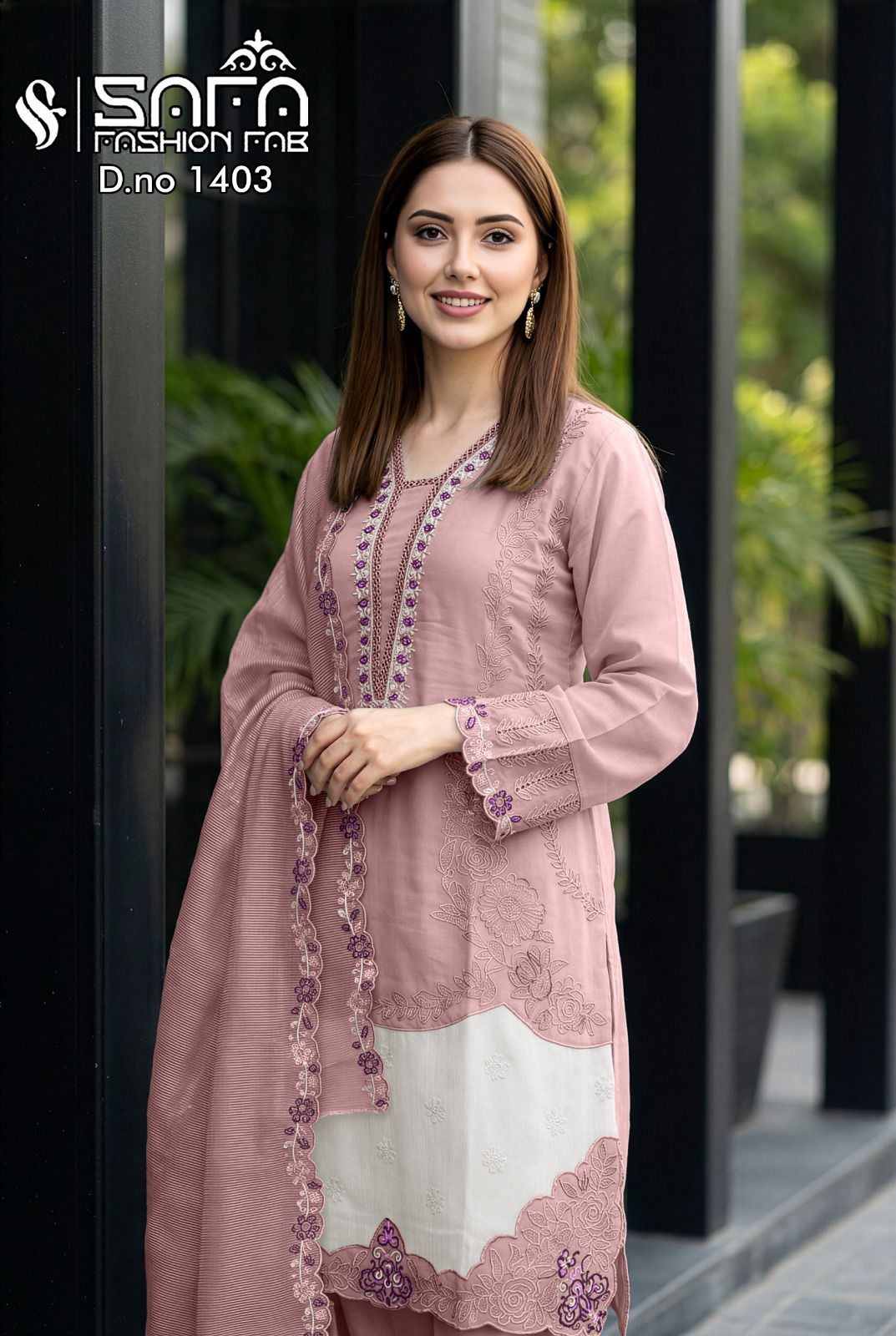 SAFA are Introducing our LUXURY PRET FORMAL WEAR  PAKISTANI READYMADE KURTI  COLLECTION To Make You Unique and Classy.. WITH CIGRATE PAINT SERIES 1403 2