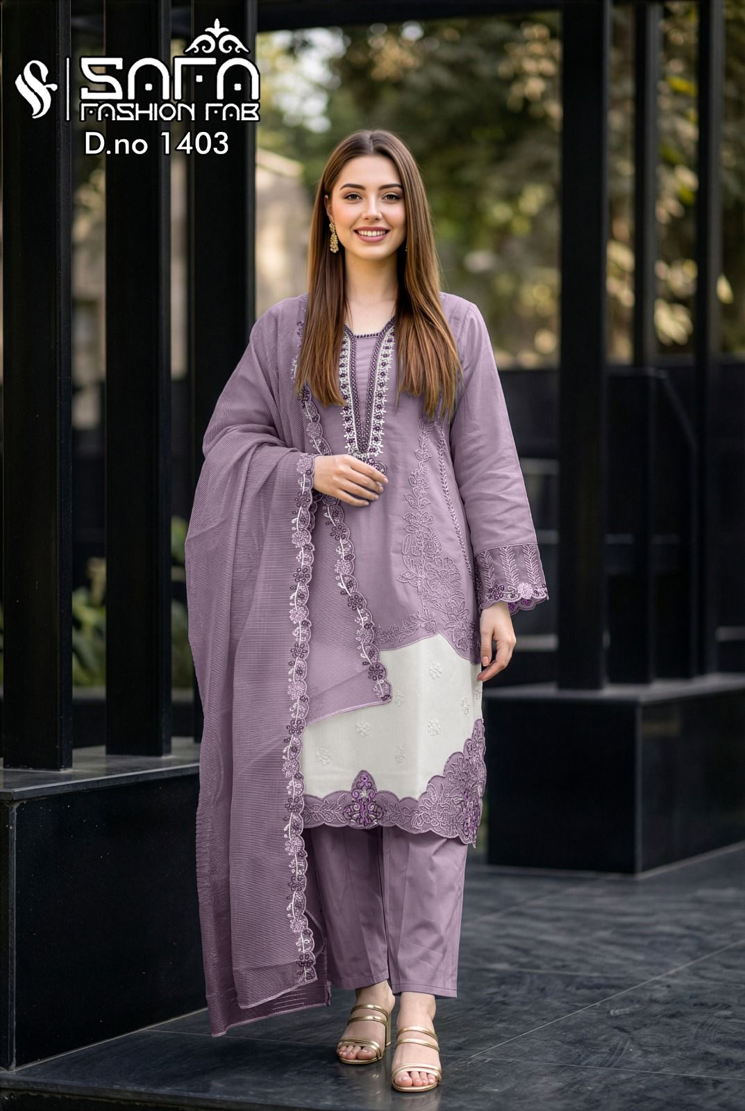 SAFA are Introducing our LUXURY PRET FORMAL WEAR  PAKISTANI READYMADE KURTI  COLLECTION To Make You Unique and Classy.. WITH CIGRATE PAINT SERIES 1403 3