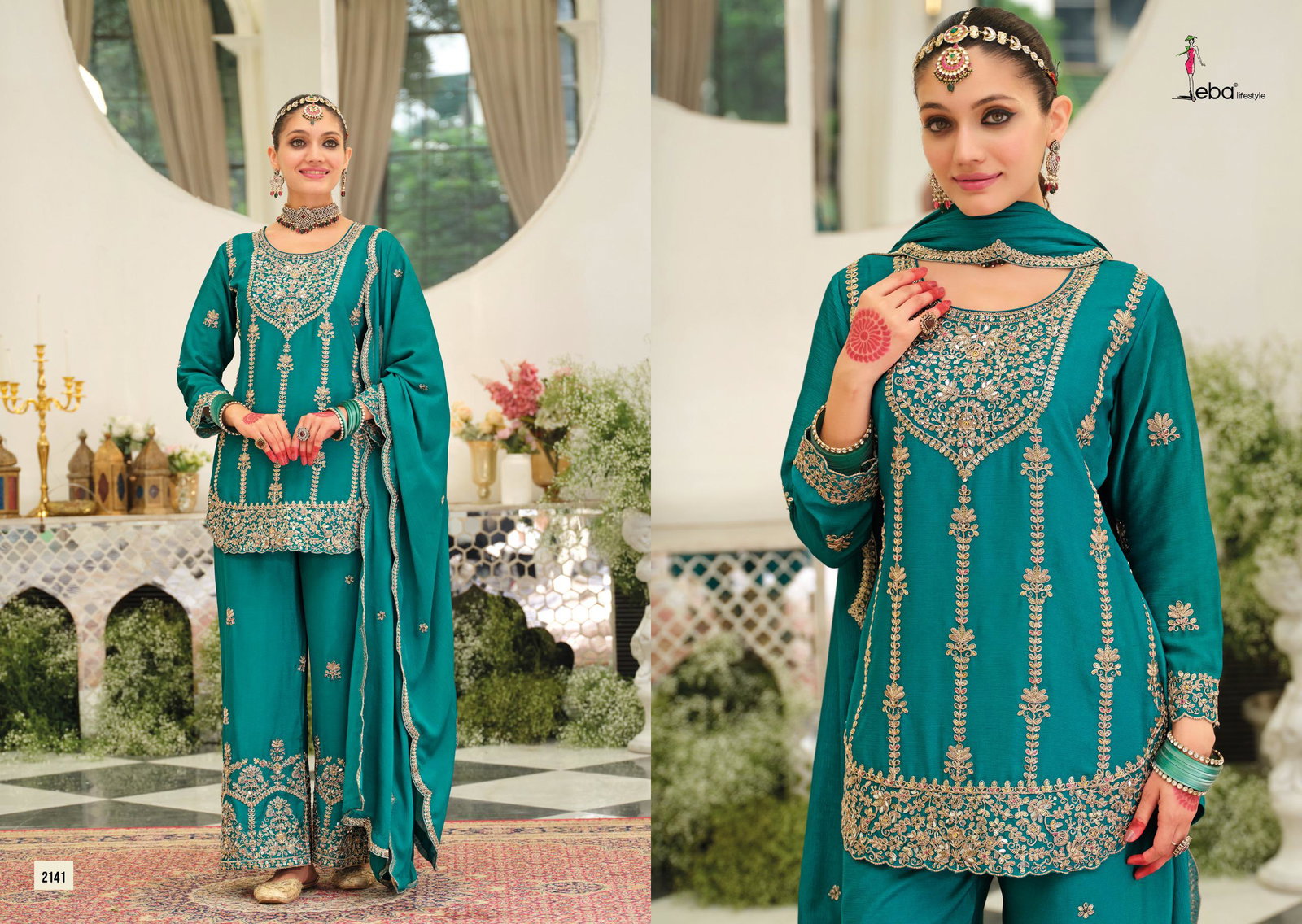 EBA PRESENT PALLAVI NX  READYMADE TOP BOTTOM AND PLAZZO SERIES 2141-2144 8