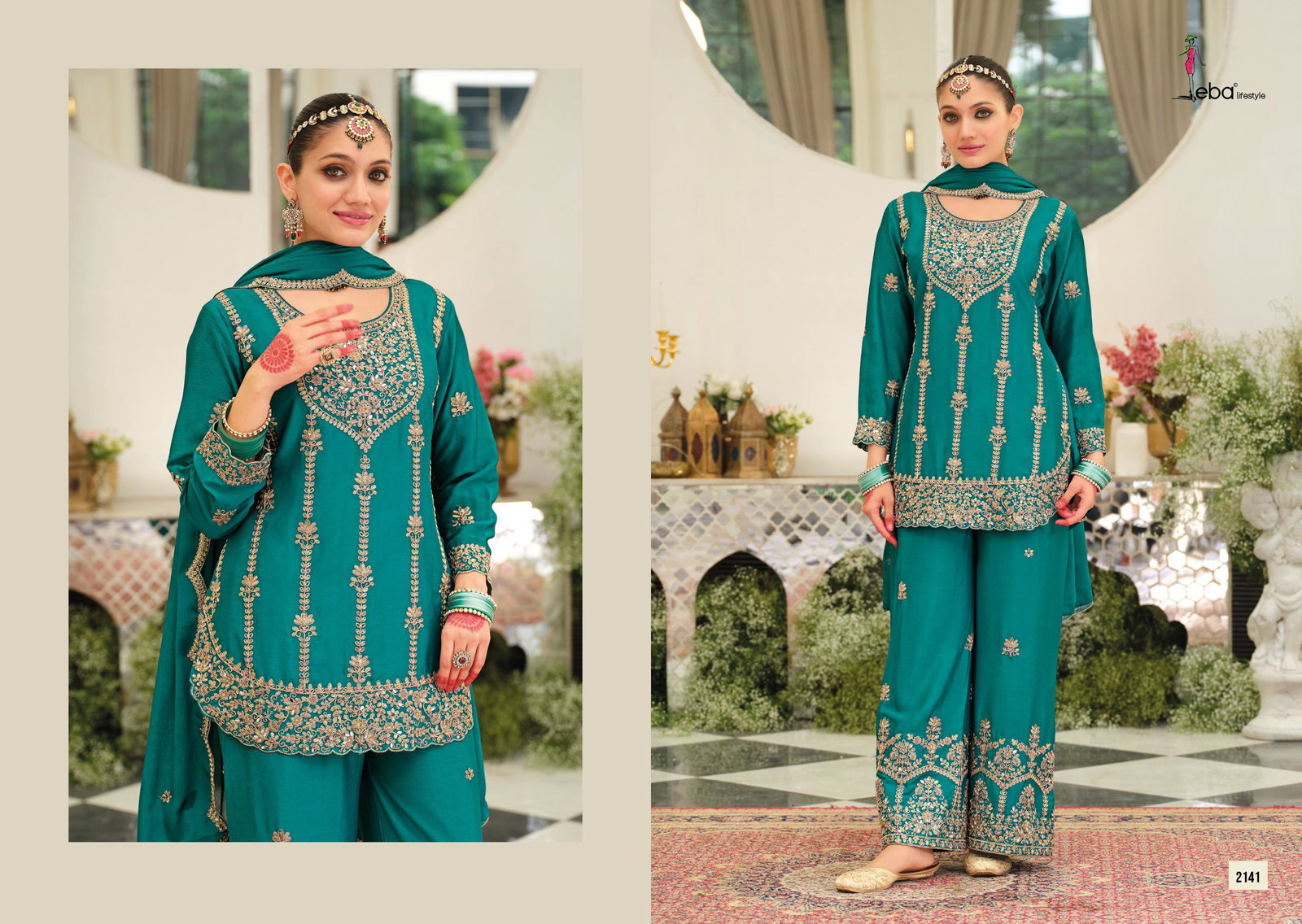 EBA PRESENT PALLAVI NX  READYMADE TOP BOTTOM AND PLAZZO SERIES 2141-2144 9