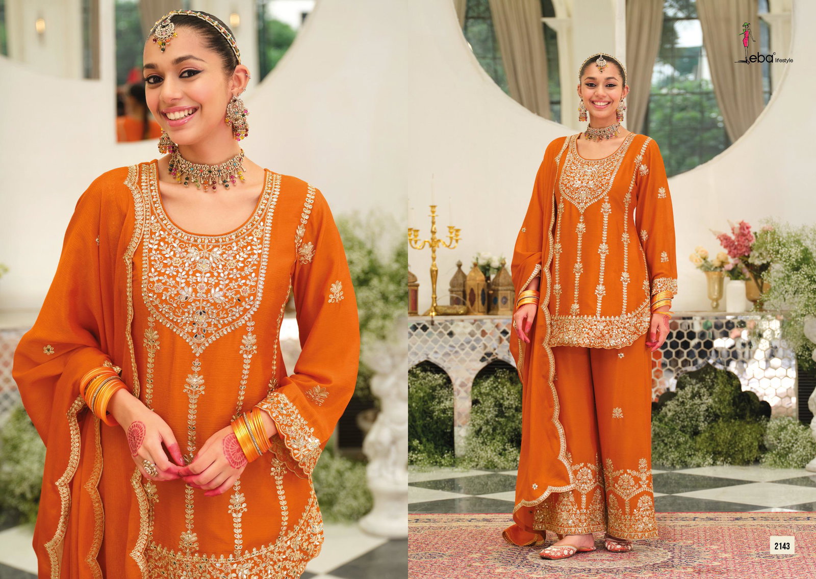EBA PRESENT PALLAVI NX  READYMADE TOP BOTTOM AND PLAZZO SERIES 2141-2144 6