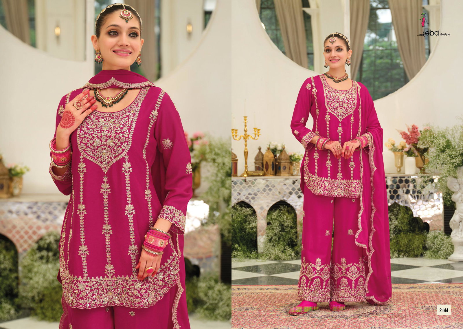 EBA PRESENT PALLAVI NX  READYMADE TOP BOTTOM AND PLAZZO SERIES 2141-2144 5