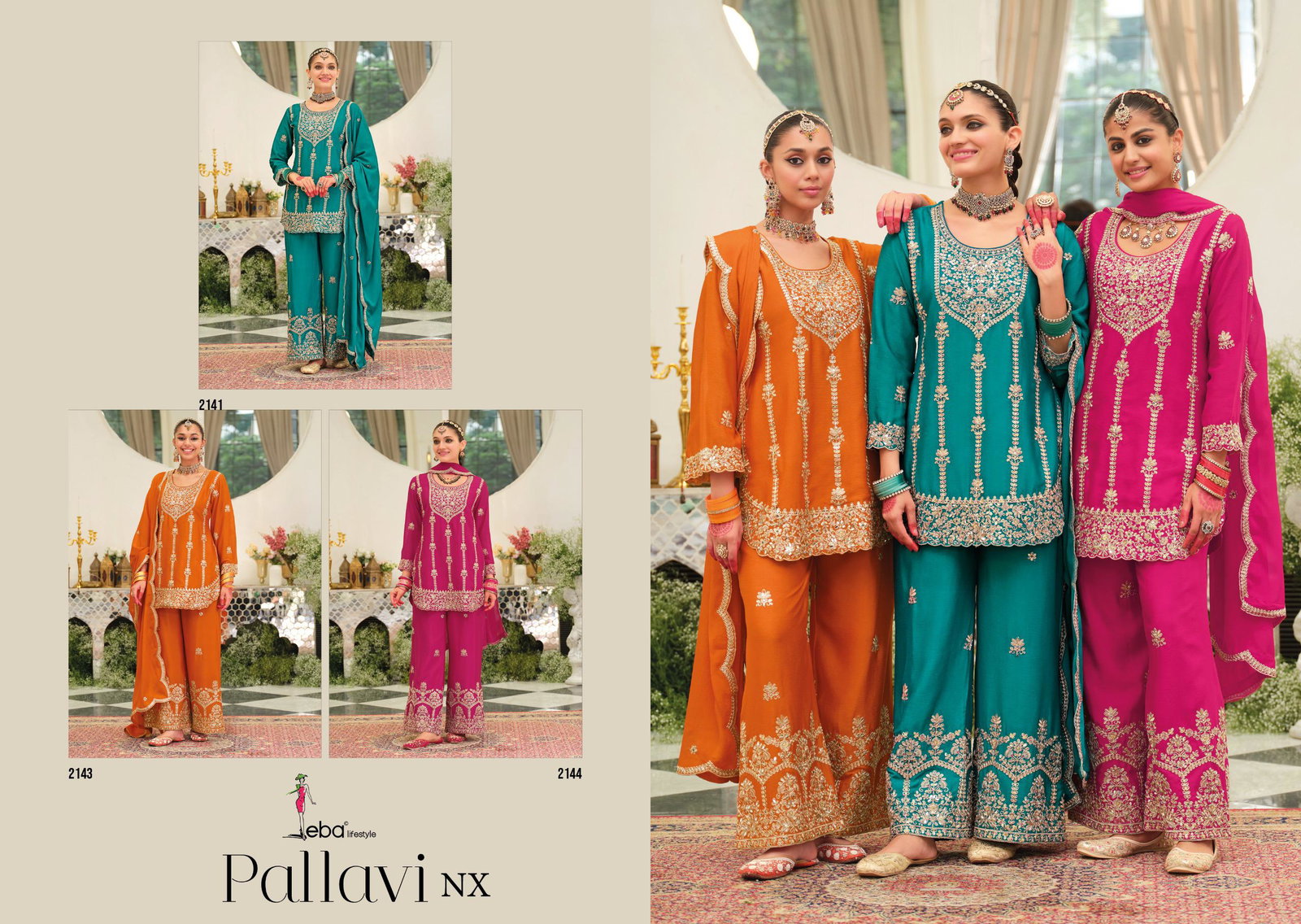EBA PRESENT PALLAVI NX  READYMADE TOP BOTTOM AND PLAZZO SERIES 2141-2144 1