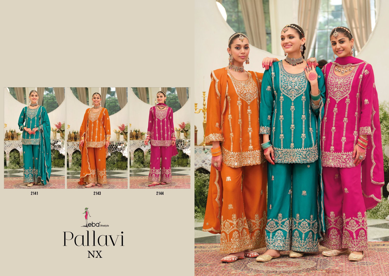 EBA PRESENT PALLAVI NX  READYMADE TOP BOTTOM AND PLAZZO SERIES 2141-2144 2