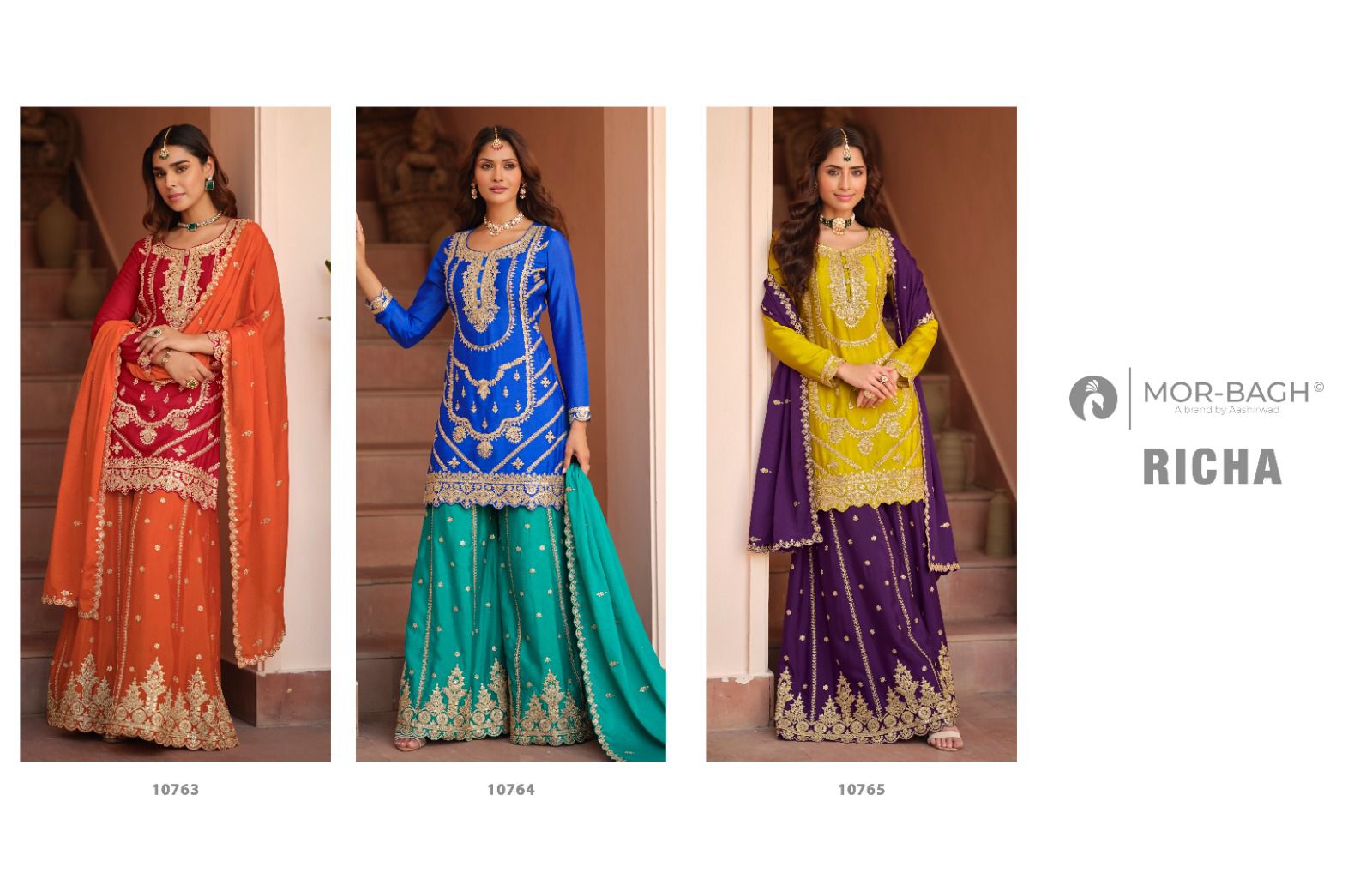 AASHIRWAAD CREATION PRESENT FREE SIZE STICHED RICHA SERIES 10763-10765 1