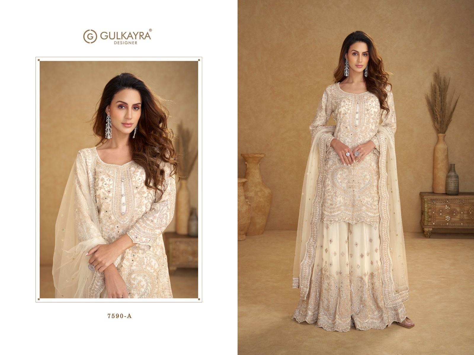 GULKAYRA DESIGNER PRESENTS SAFIRA FREE SIZE STICHED SALWAR WITH PLAZZO SERIES 7590 COLORS 5
