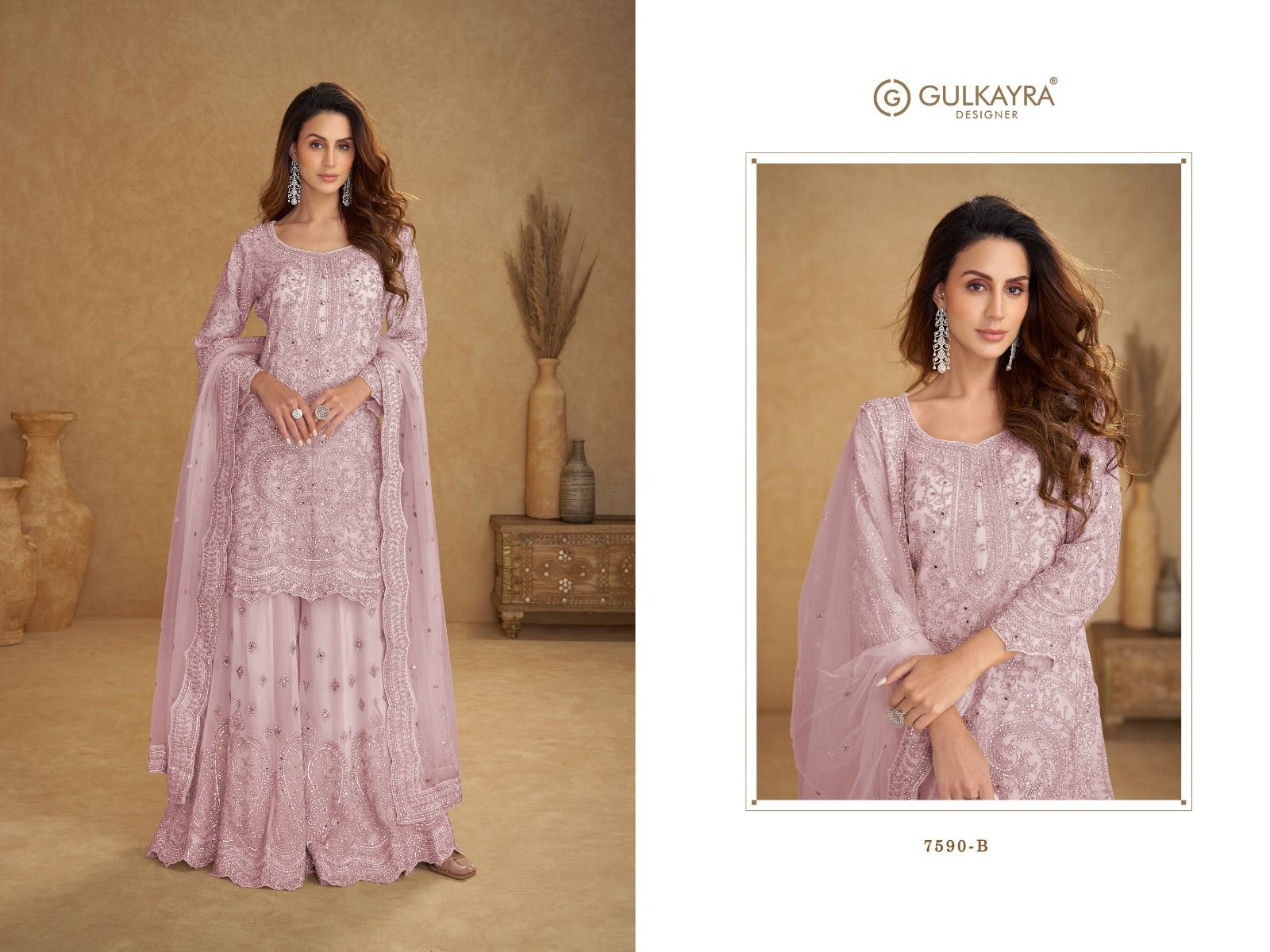 GULKAYRA DESIGNER PRESENTS SAFIRA FREE SIZE STICHED SALWAR WITH PLAZZO SERIES 7590 COLORS 4