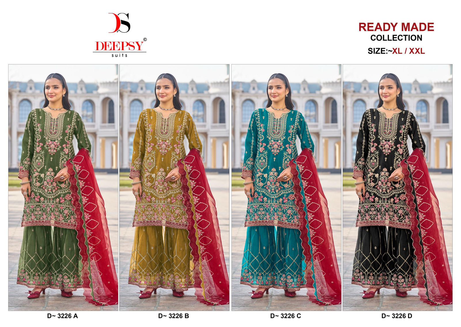 DEEPSY PRESENT READYMADE PAKISTANI  PURE ORGANZA SUITS SERIES D 3226 5