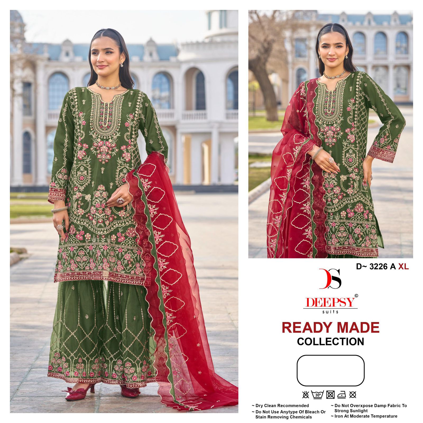 DEEPSY PRESENT READYMADE PAKISTANI  PURE ORGANZA SUITS SERIES D 3226 3