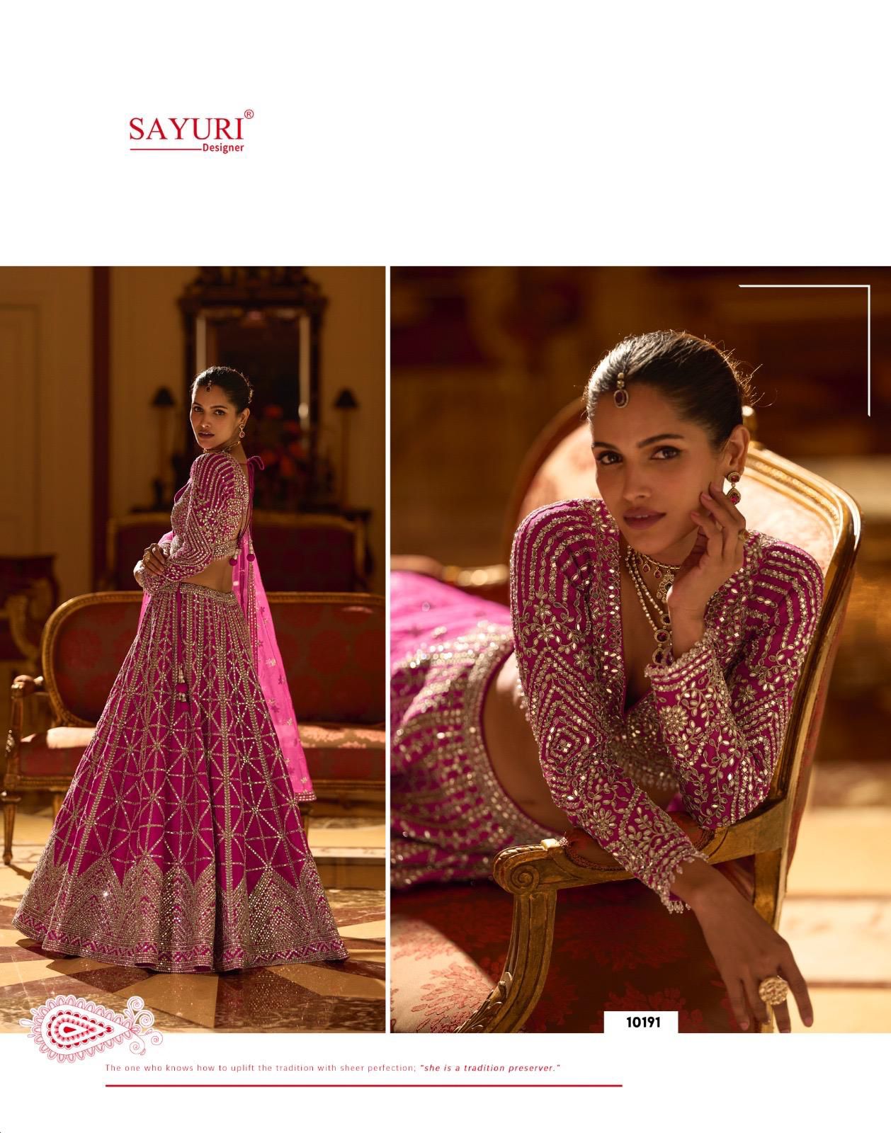 SAYURI DESIGNER PRESNT PADMINI FREE SIZE STICHED LEHENGA WEDING SEIRES 10190-10192 9