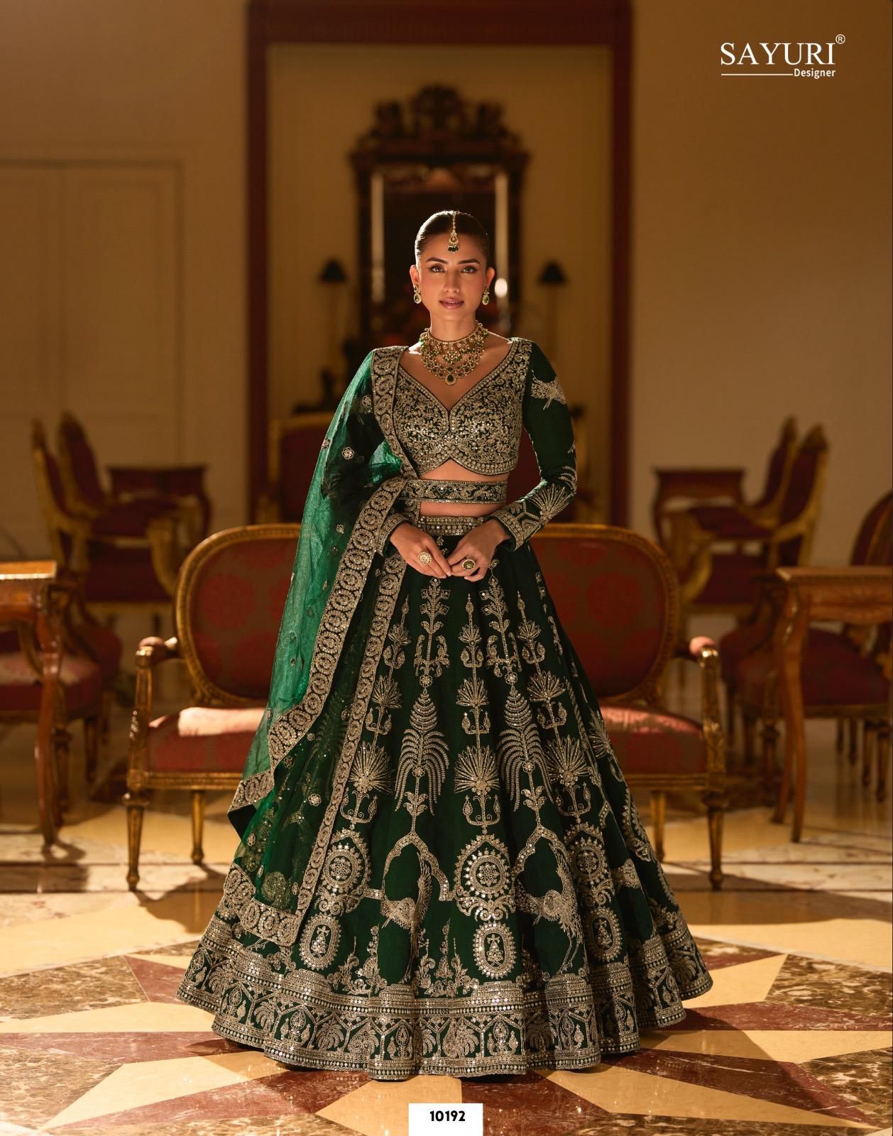 SAYURI DESIGNER PRESNT PADMINI FREE SIZE STICHED LEHENGA WEDING SEIRES 10190-10192 4
