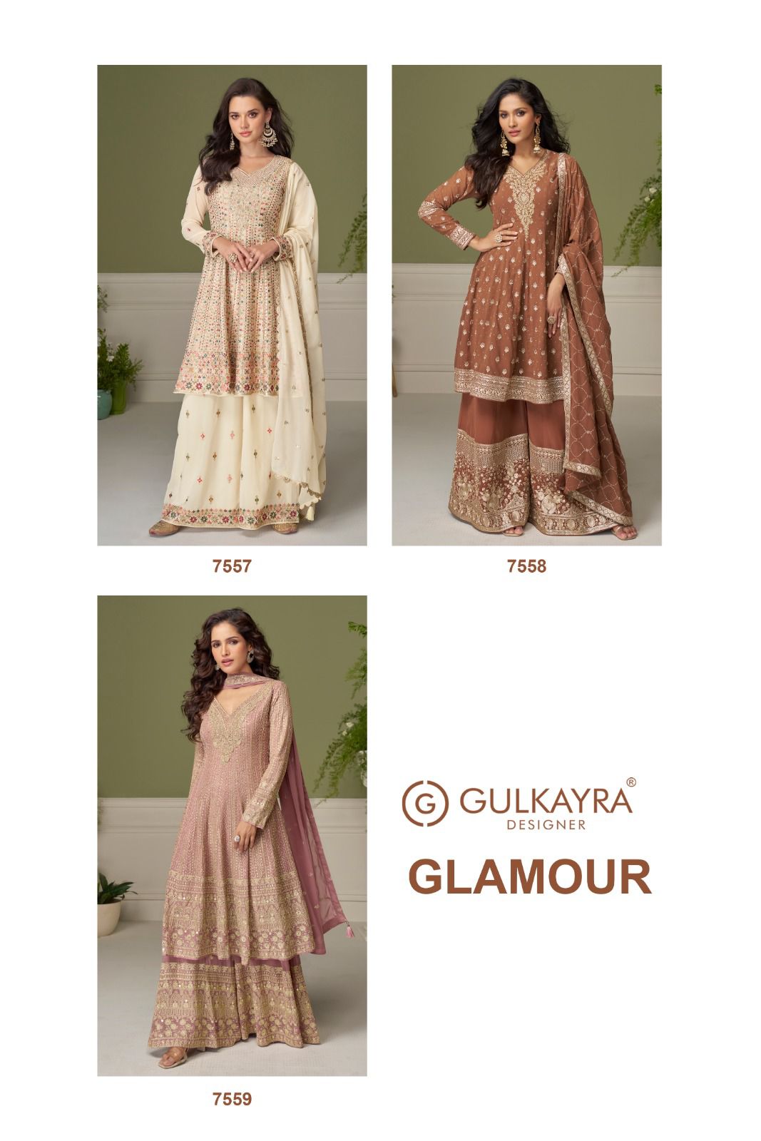 GULKAYRA DESIGNER PRESENT GLAMOUR SERIES  7557-7559 WITH PLAZZO STYLE 2