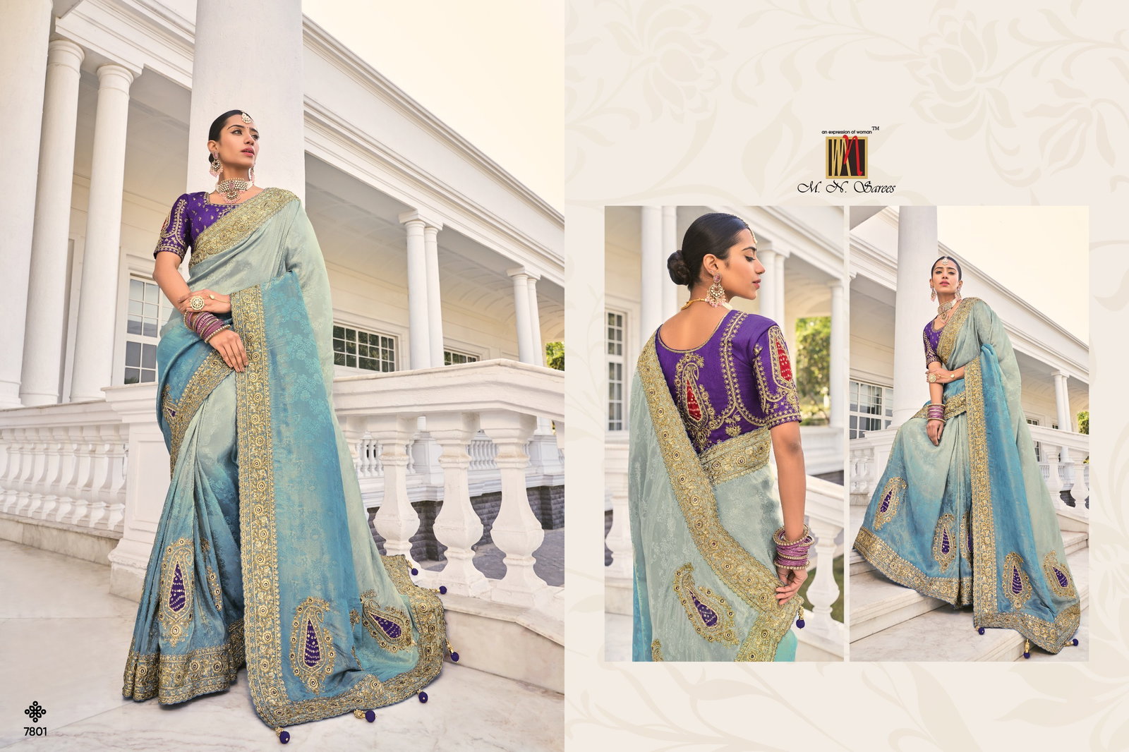 M.N  Present Shahi Poshak Vol-3 Designer Fancy Saree for Wedding series 7801 to 7809 17