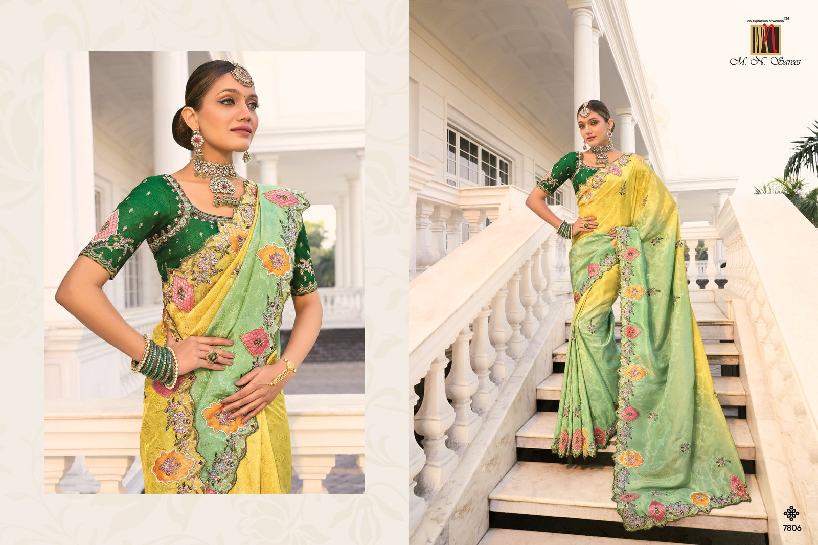 M.N  Present Shahi Poshak Vol-3 Designer Fancy Saree for Wedding series 7801 to 7809 10