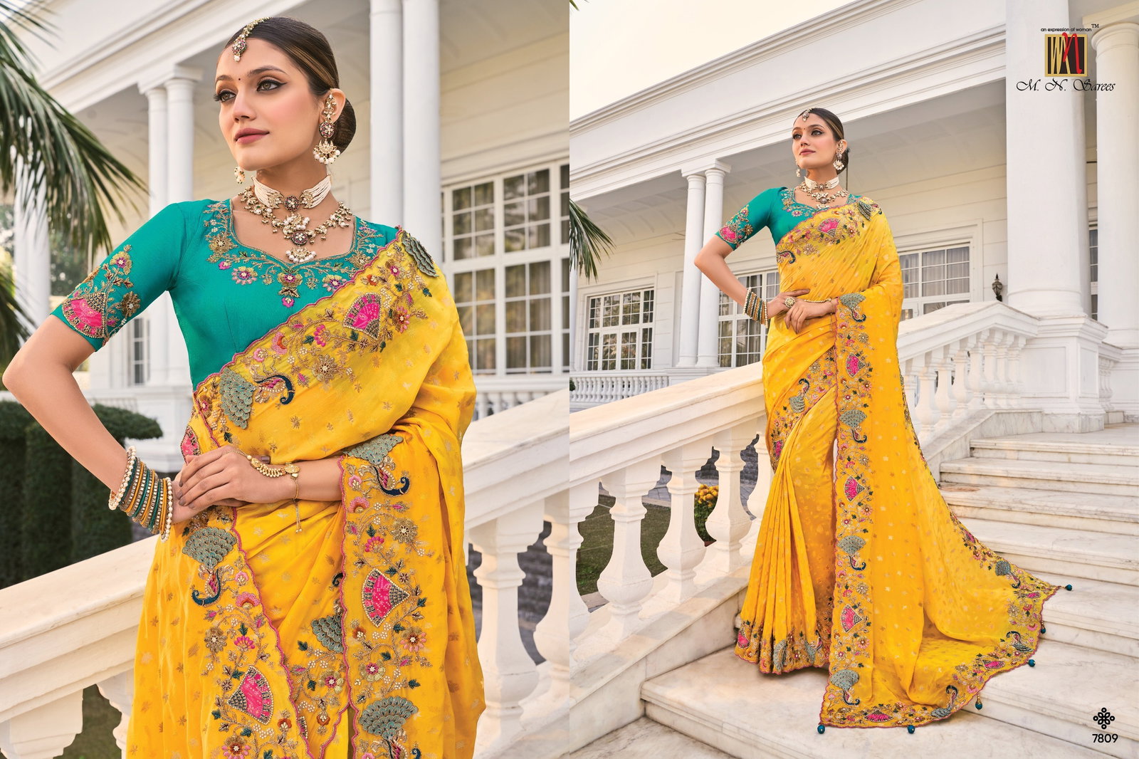 M.N  Present Shahi Poshak Vol-3 Designer Fancy Saree for Wedding series 7801 to 7809 5