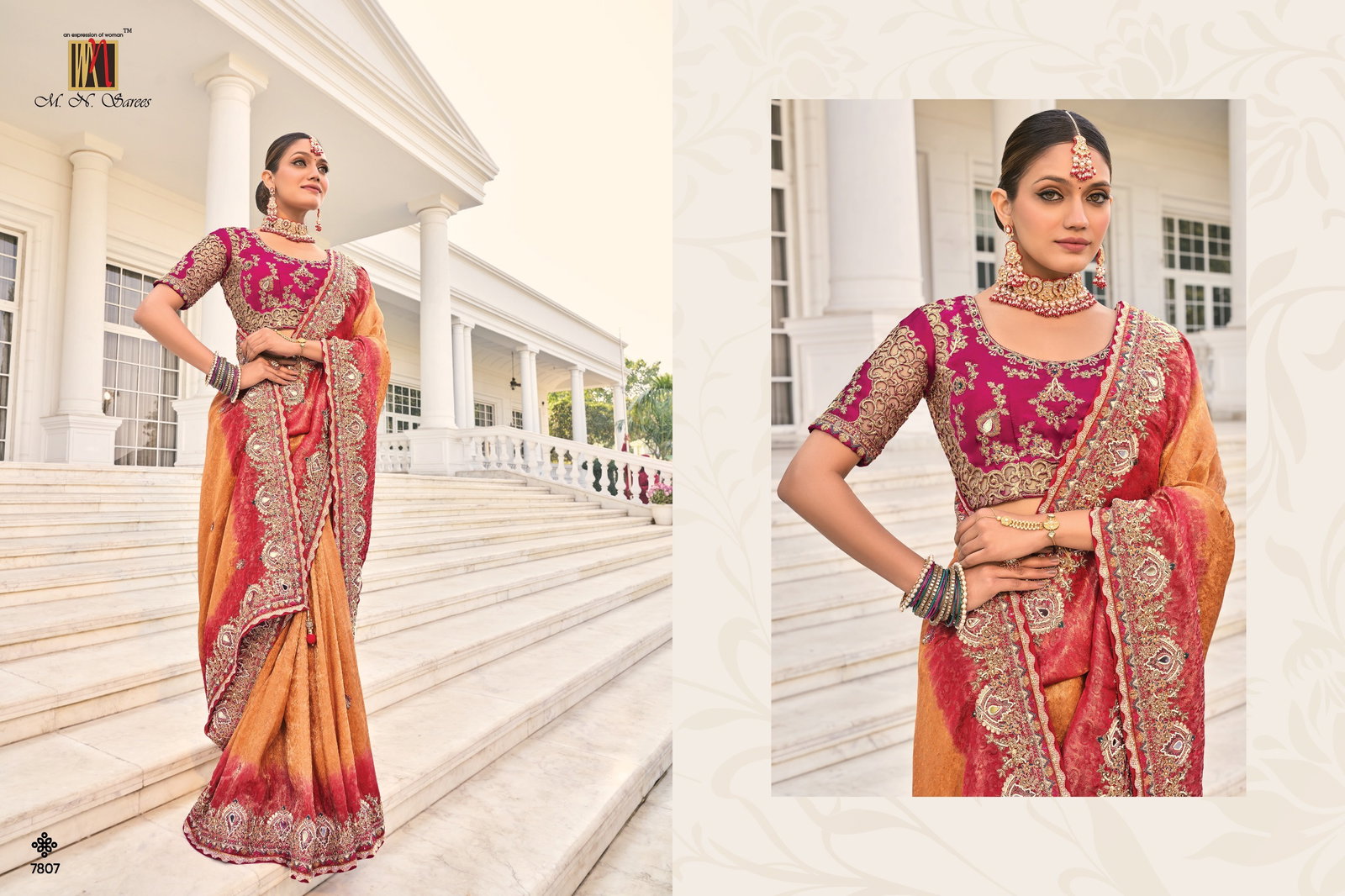 M.N  Present Shahi Poshak Vol-3 Designer Fancy Saree for Wedding series 7801 to 7809 3