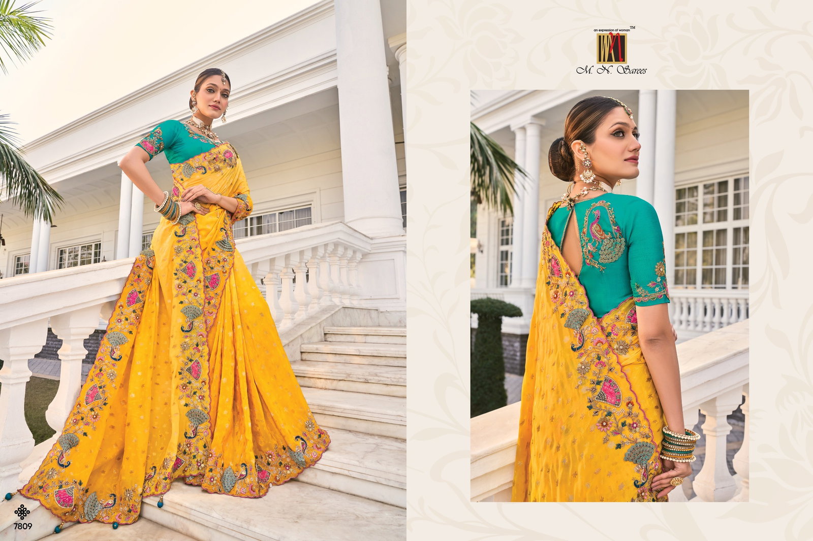 M.N  Present Shahi Poshak Vol-3 Designer Fancy Saree for Wedding series 7801 to 7809 2
