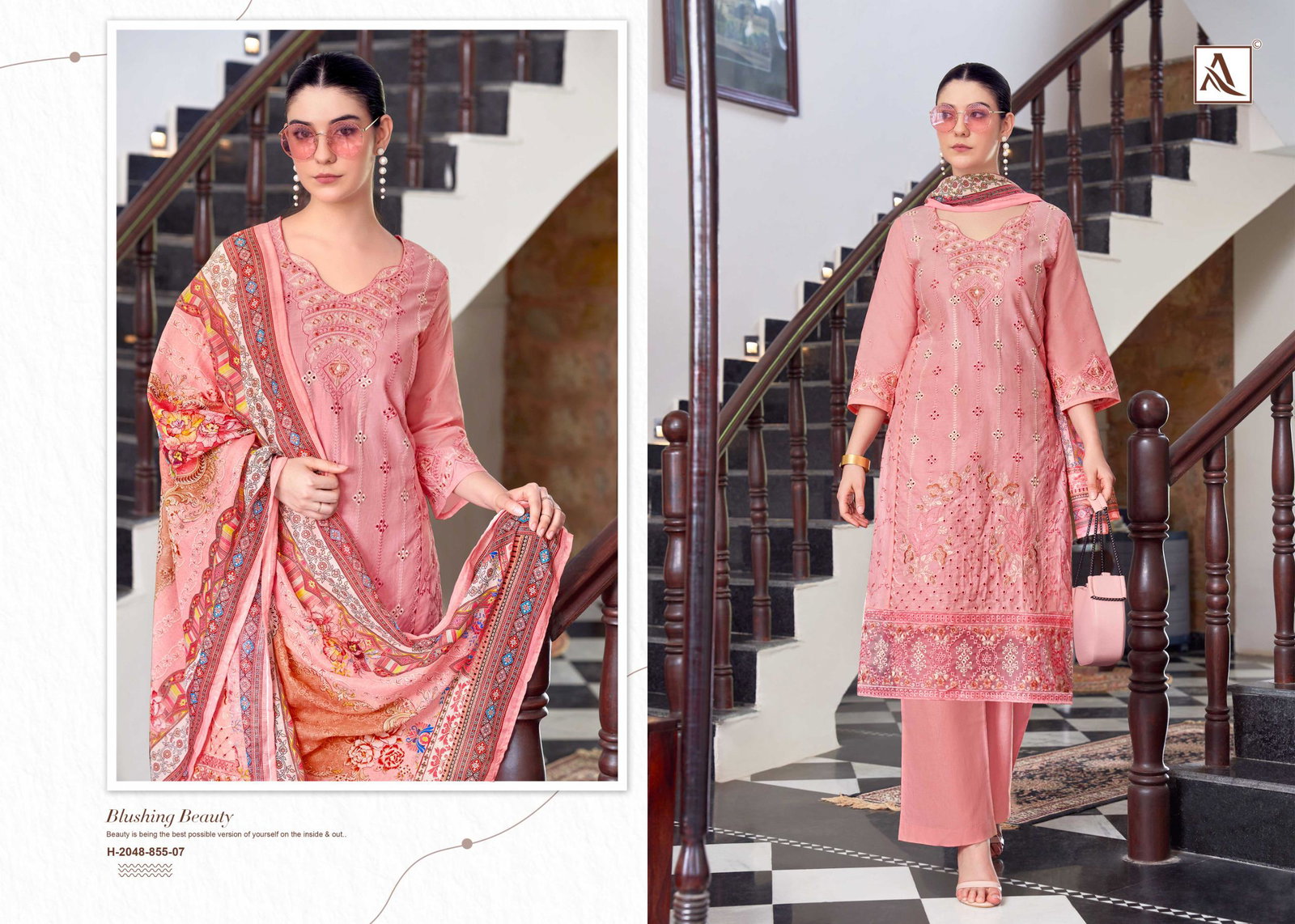 ALOK SUIT PRESENT THE LIBAS UNSTICH LAWN COTTON WITH EMBRODIERY WORK SERIES 855-01 TO 855-06 6