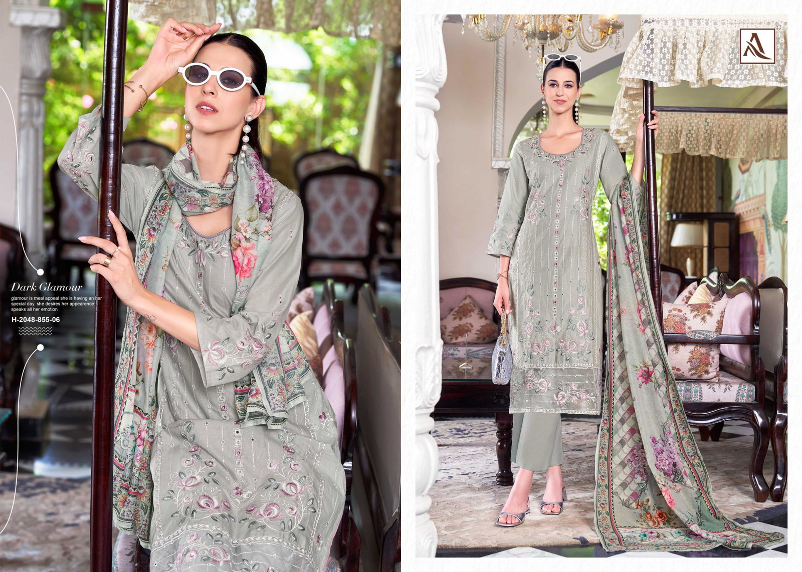 ALOK SUIT PRESENT THE LIBAS UNSTICH LAWN COTTON WITH EMBRODIERY WORK SERIES 855-01 TO 855-06 5