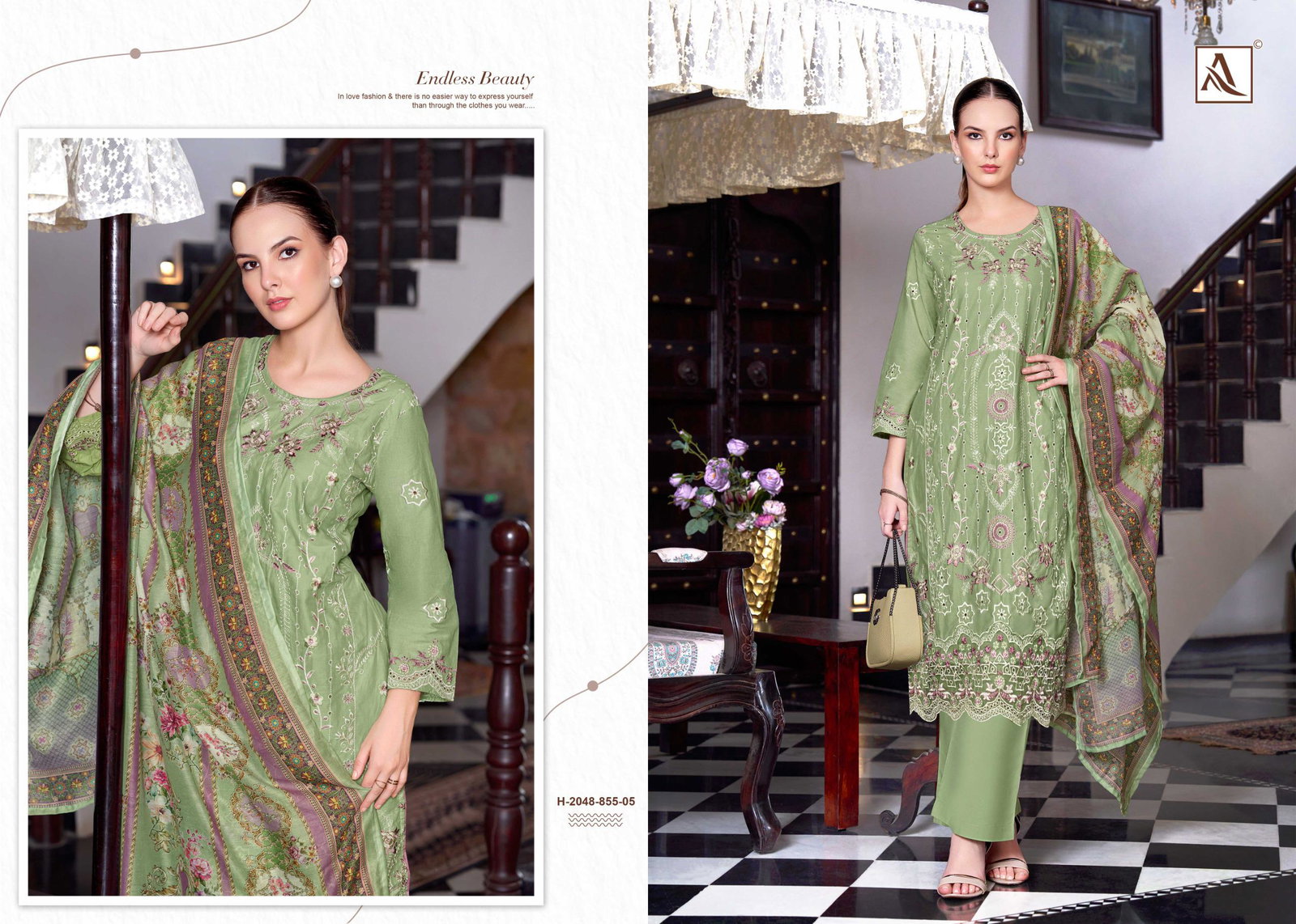 ALOK SUIT PRESENT THE LIBAS UNSTICH LAWN COTTON WITH EMBRODIERY WORK SERIES 855-01 TO 855-06 4