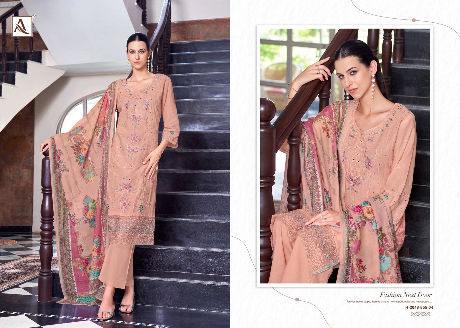 ALOK SUIT PRESENT THE LIBAS UNSTICH LAWN COTTON WITH EMBRODIERY WORK SERIES 855-01 TO 855-06 3