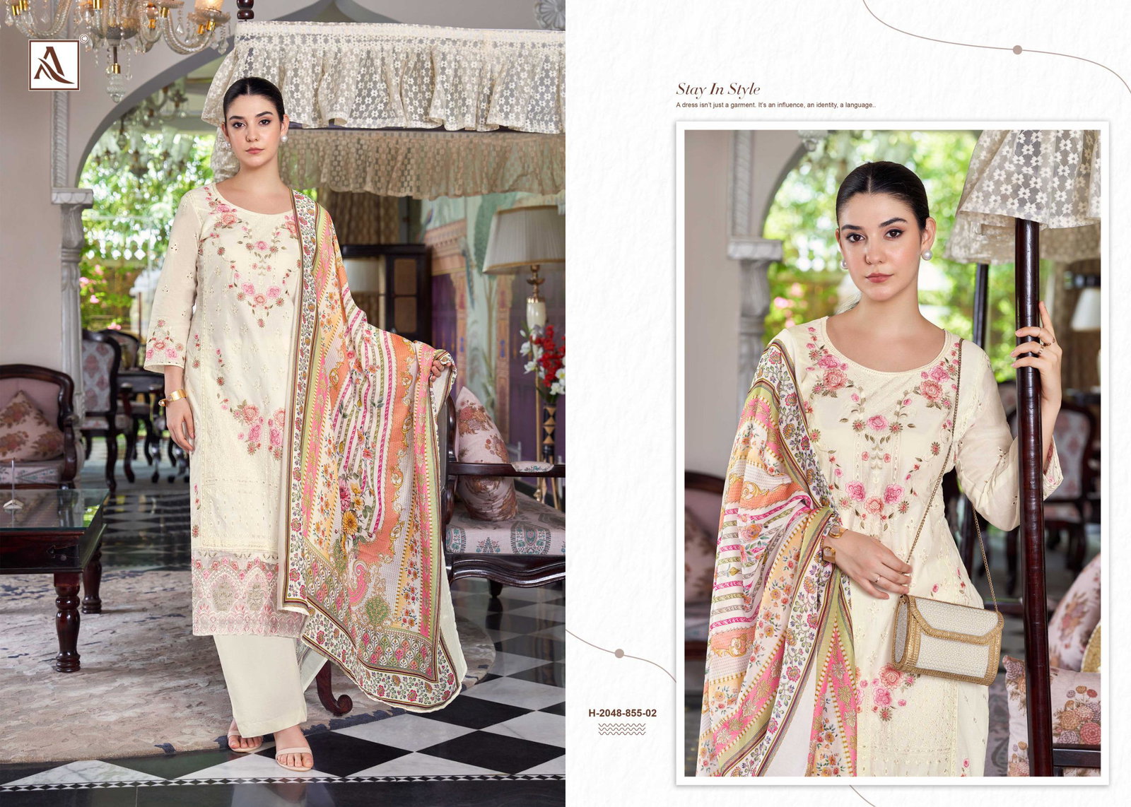ALOK SUIT PRESENT THE LIBAS UNSTICH LAWN COTTON WITH EMBRODIERY WORK SERIES 855-01 TO 855-06 2